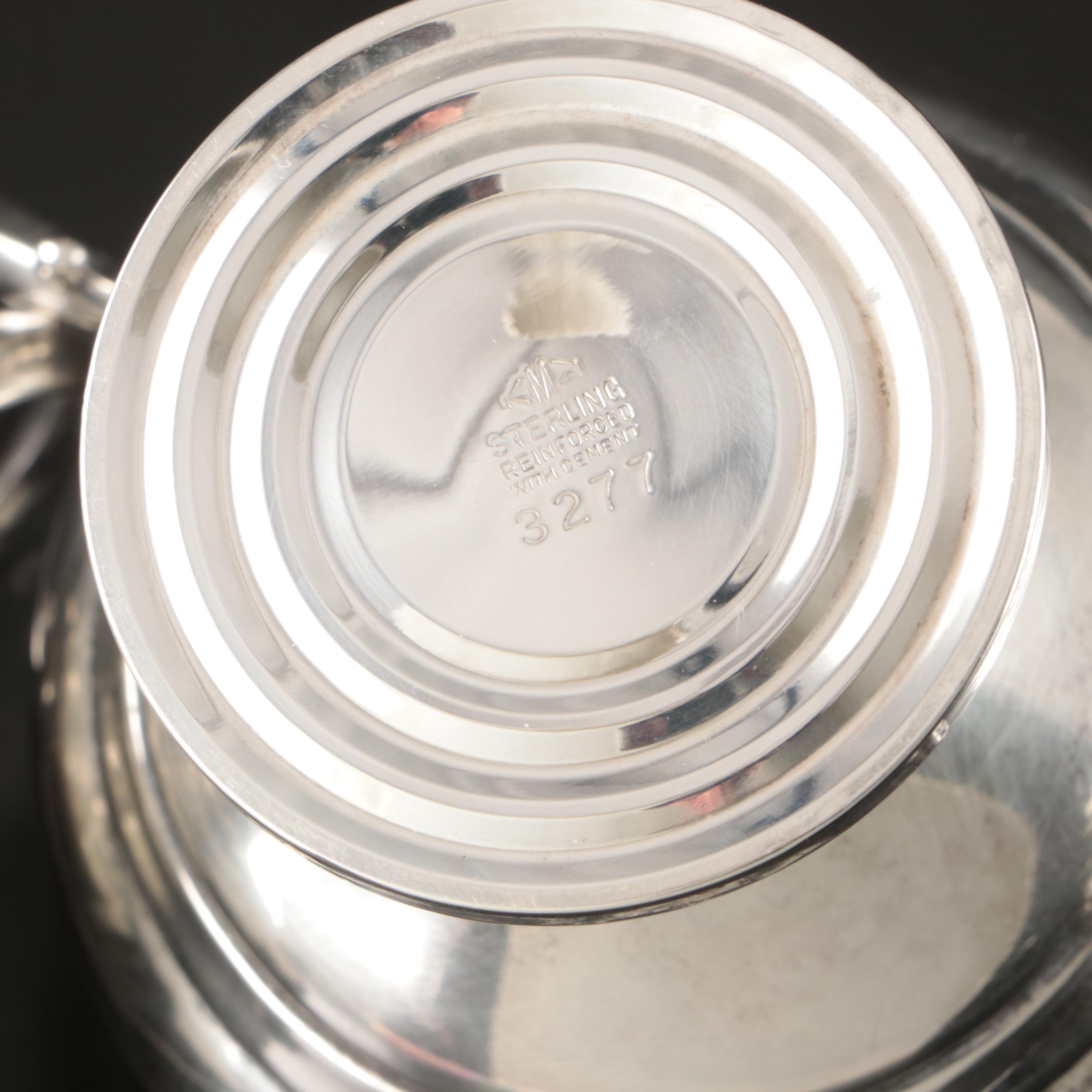 Mueck-Carey Co. Art Deco Style Weighted Sterling Silver Footed Creamer and Sugar