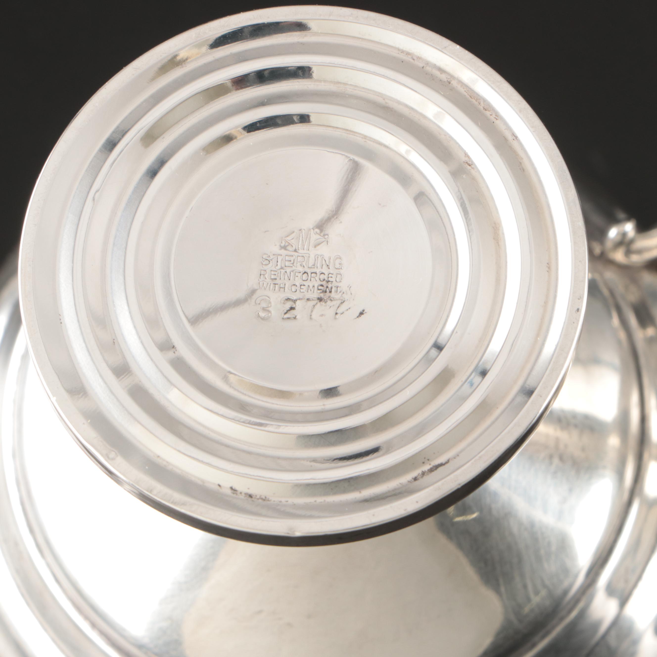 Mueck-Carey Co. Art Deco Style Weighted Sterling Silver Footed Creamer and Sugar