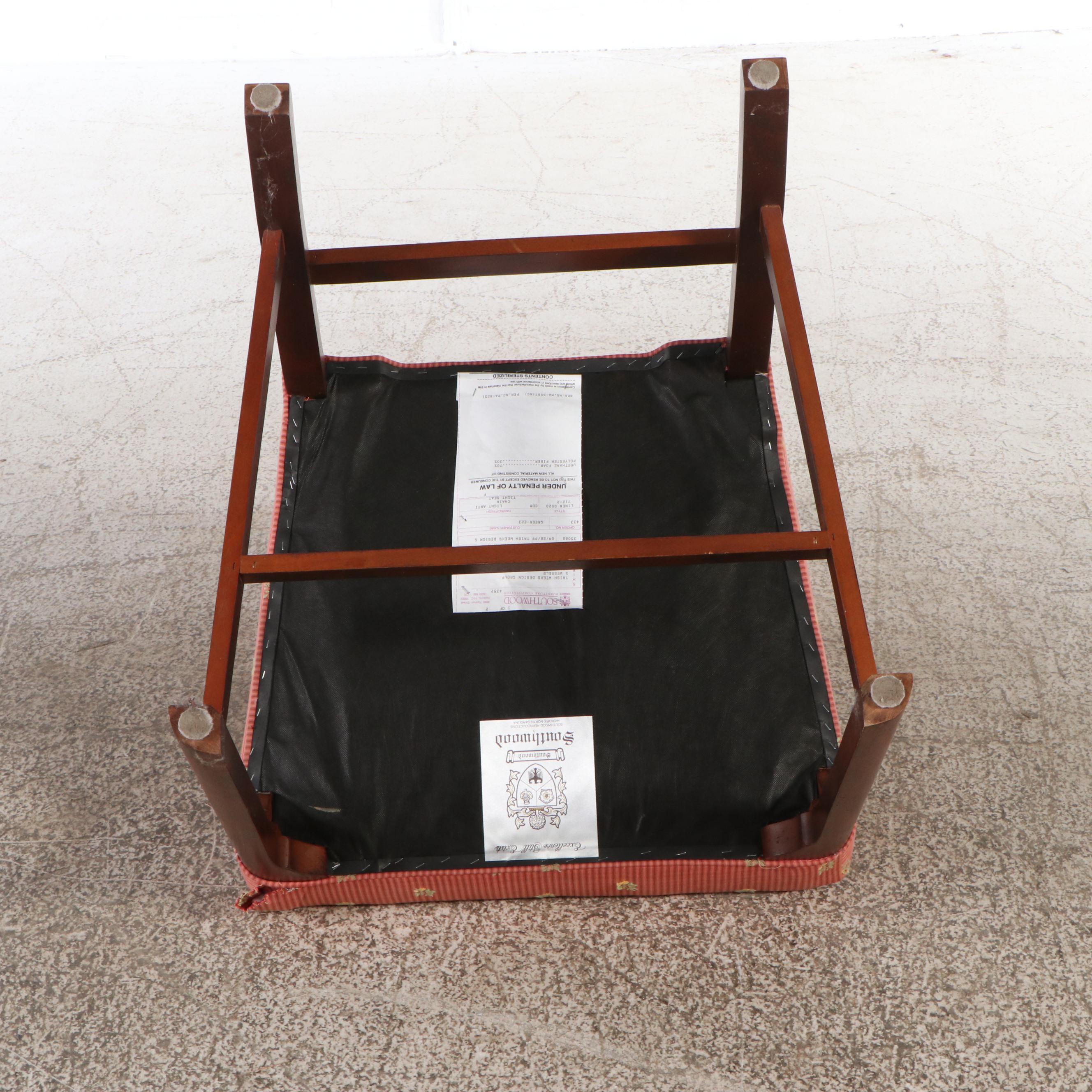 Set of Four Southwood Upholstered Dining Chairs with Glass Top Table