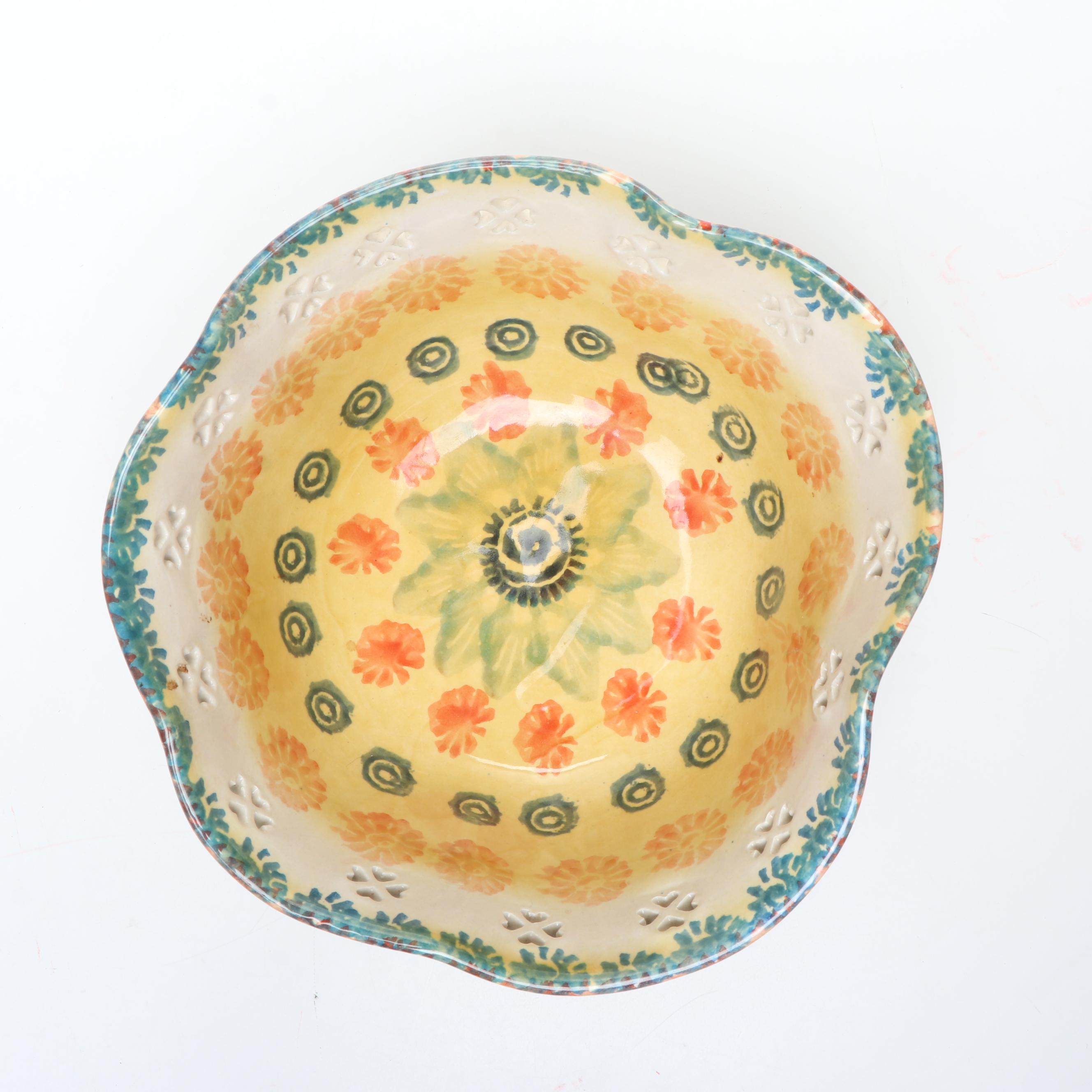 Blue Salt Glazed Stoneware Tureen with Italian Majolica Decorative Bowl