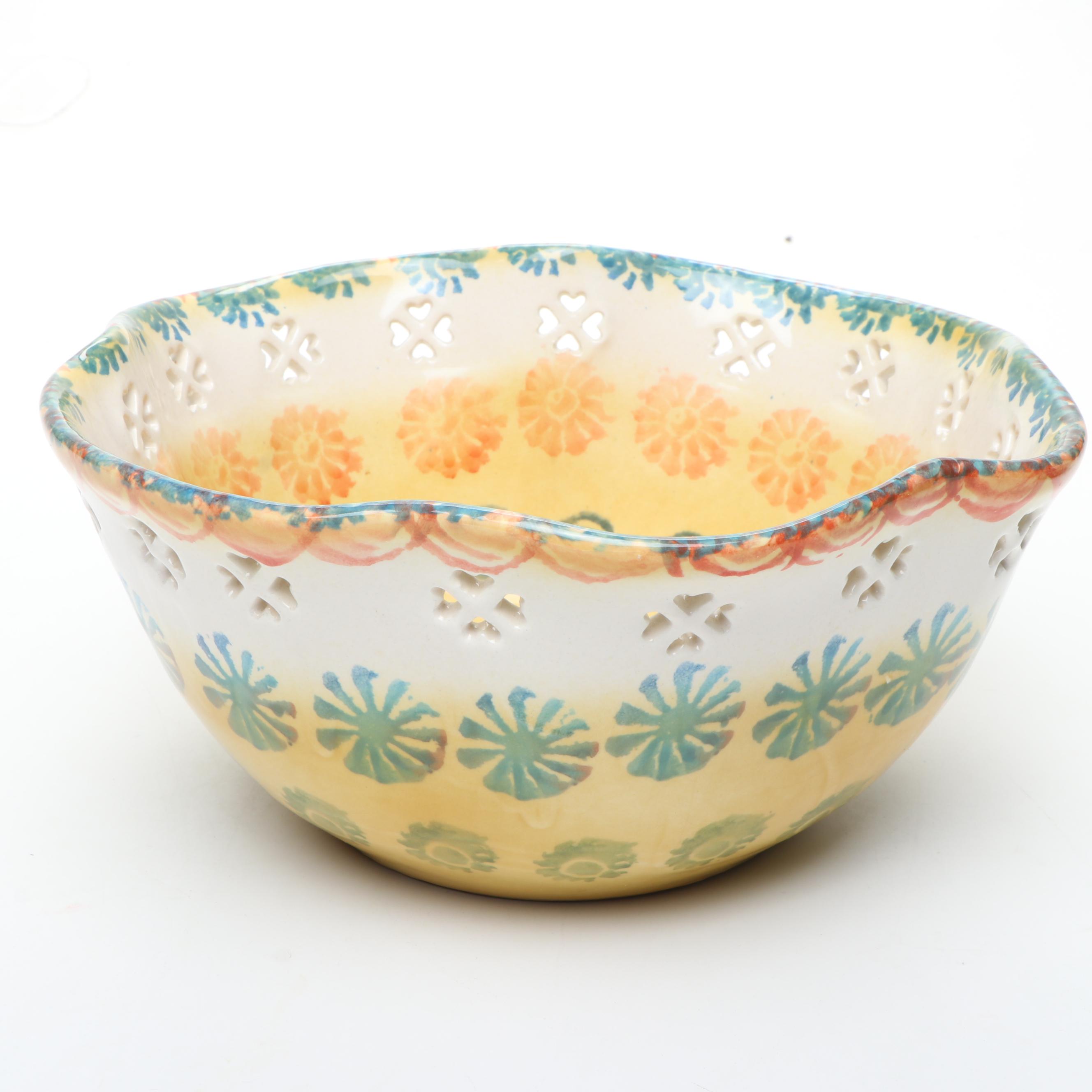 Blue Salt Glazed Stoneware Tureen with Italian Majolica Decorative Bowl