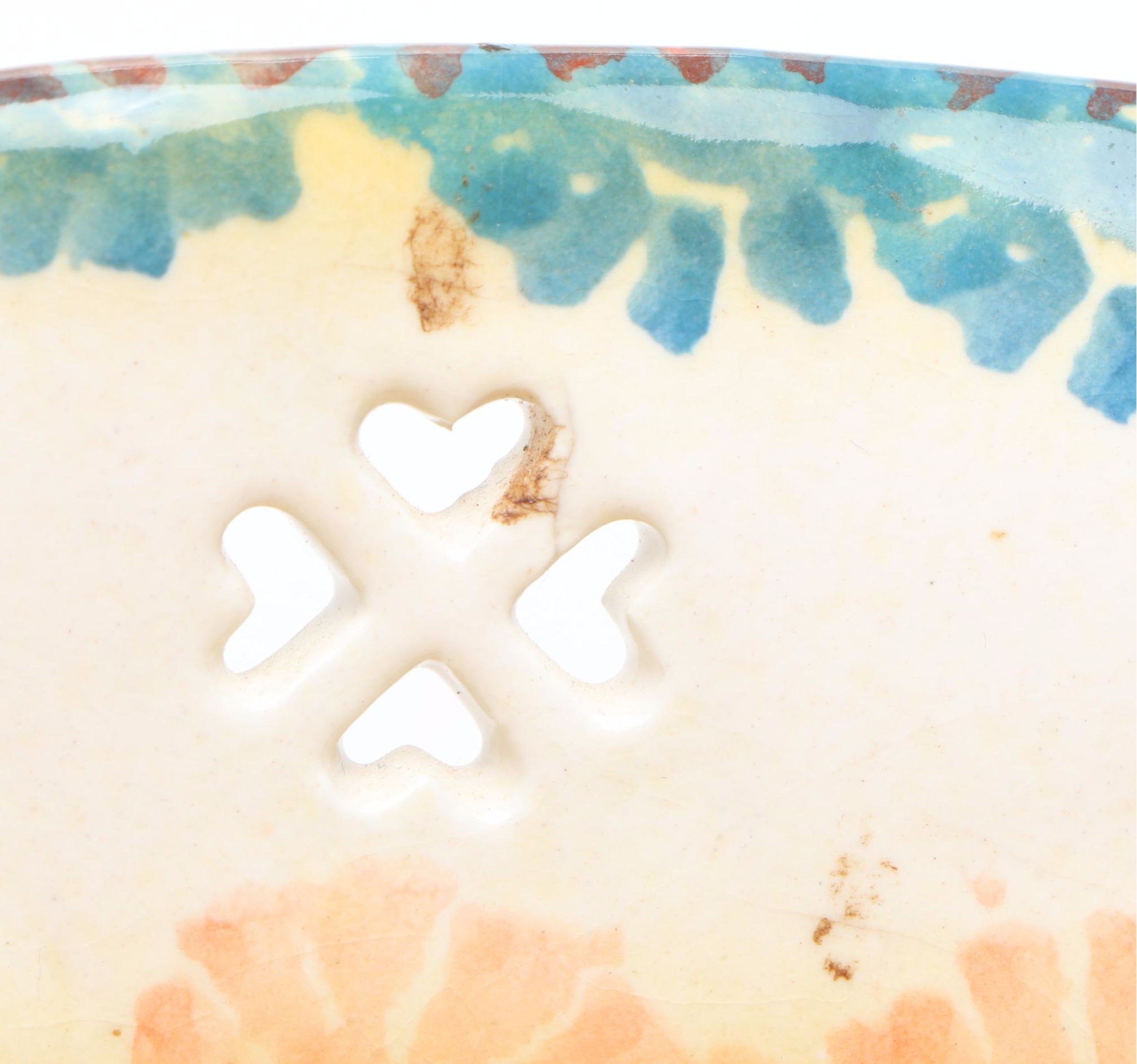 Blue Salt Glazed Stoneware Tureen with Italian Majolica Decorative Bowl