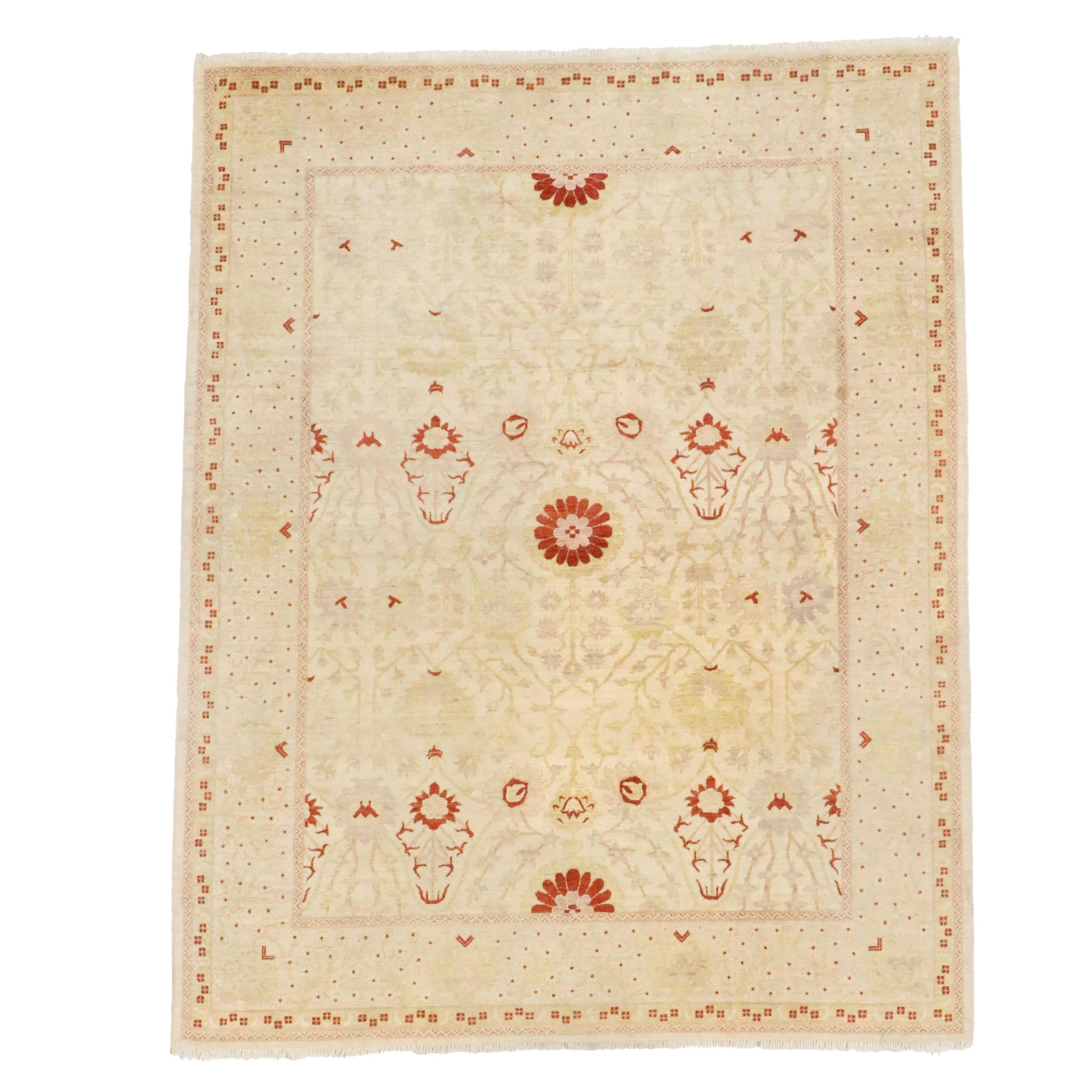 9'2 x 11'9 Hand-Knotted Pakistani Peshawar Area Rug