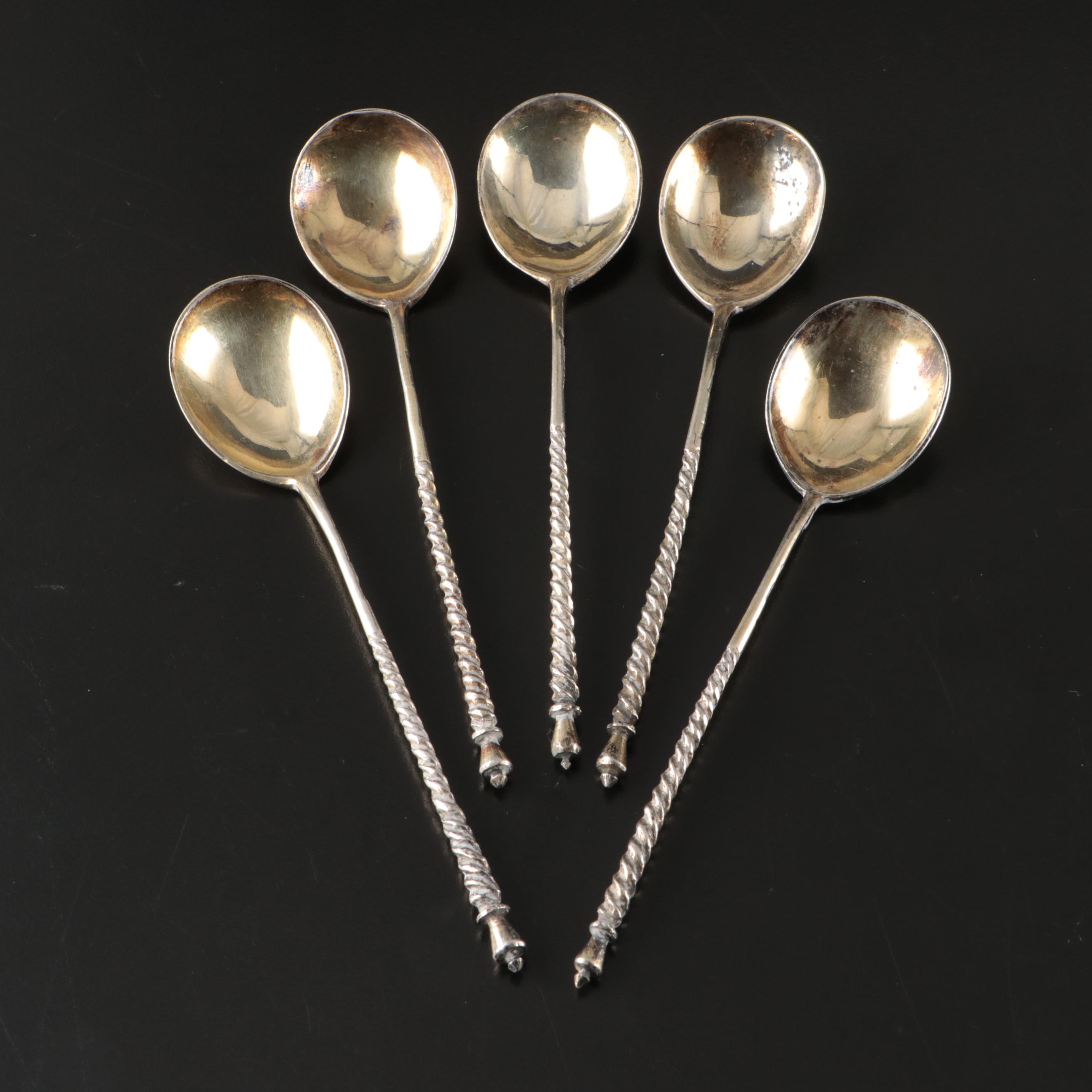 875 Silver Twist Stem Russian Spoons, 1884