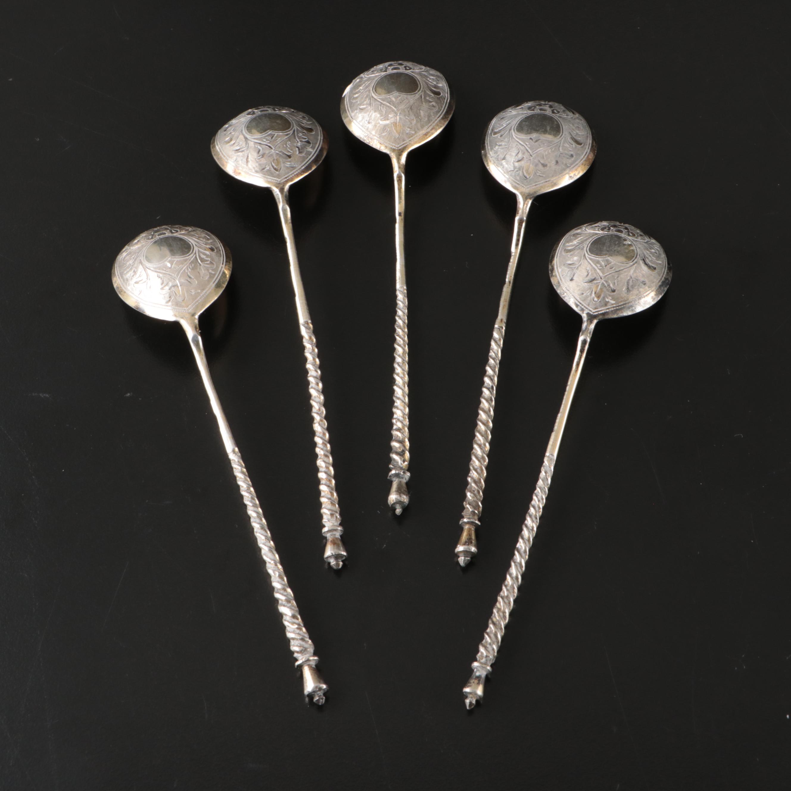875 Silver Twist Stem Russian Spoons, 1884