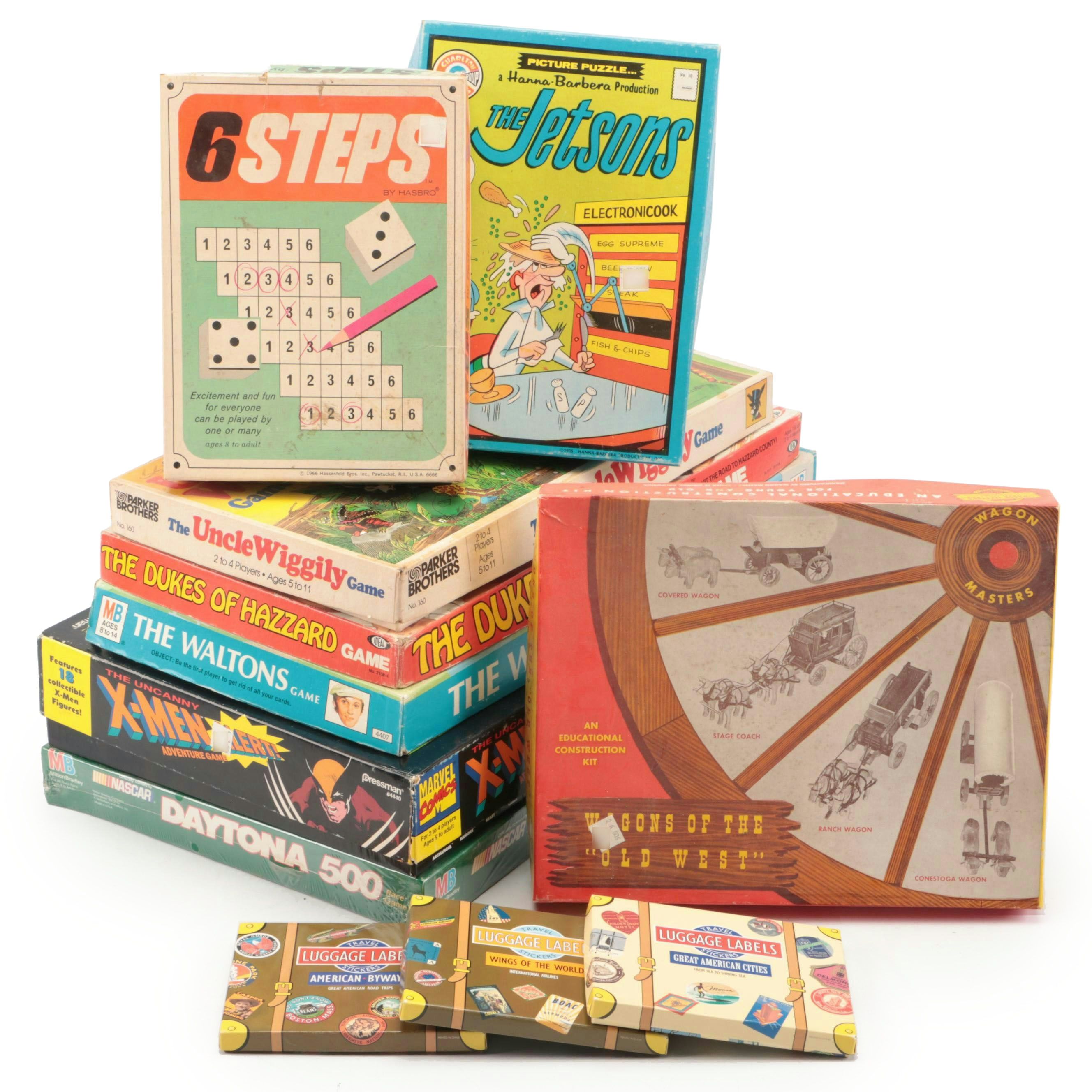 Vintage Board Games with Laughing Elephant Travel Luggage Label Stickers