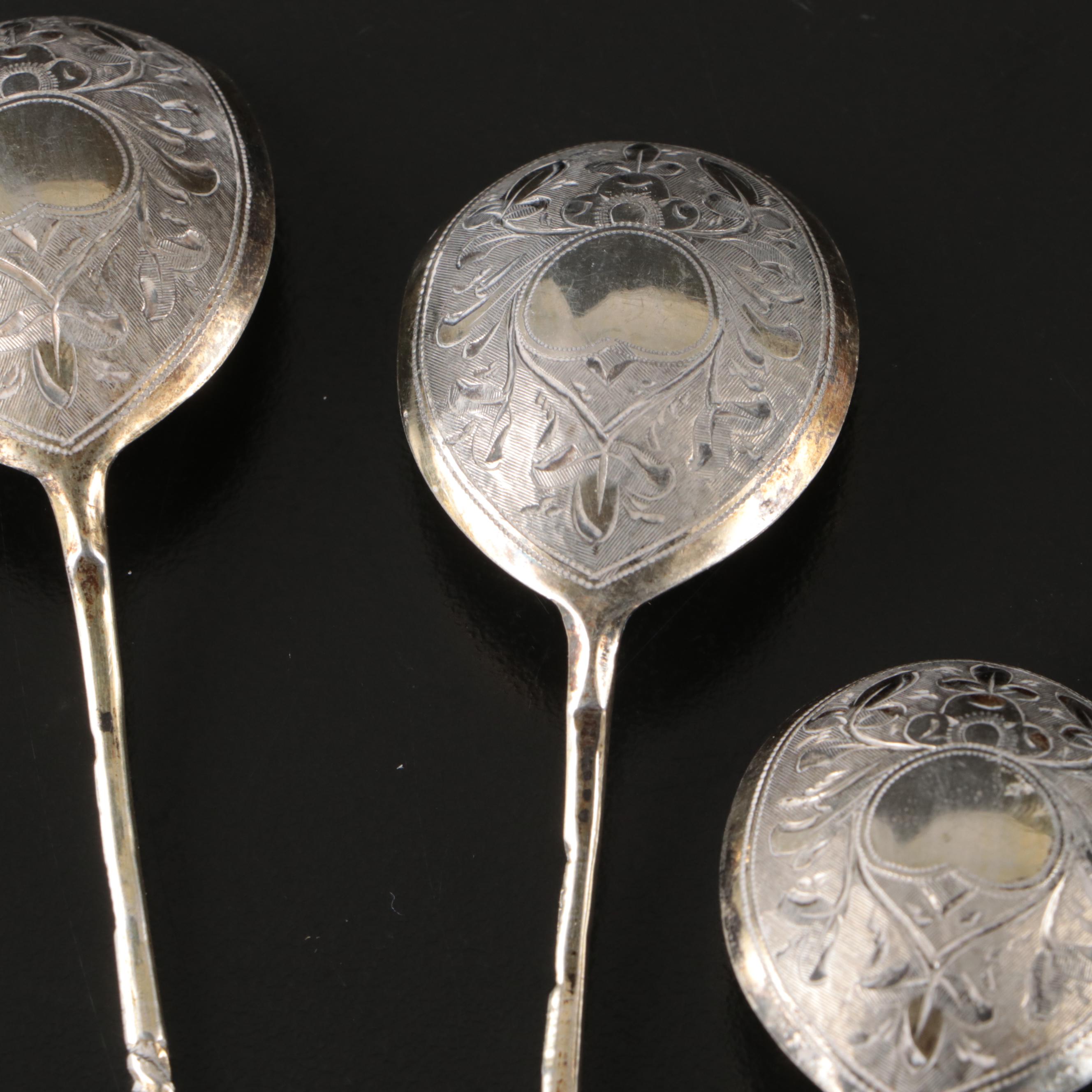 875 Silver Twist Stem Russian Spoons, 1884