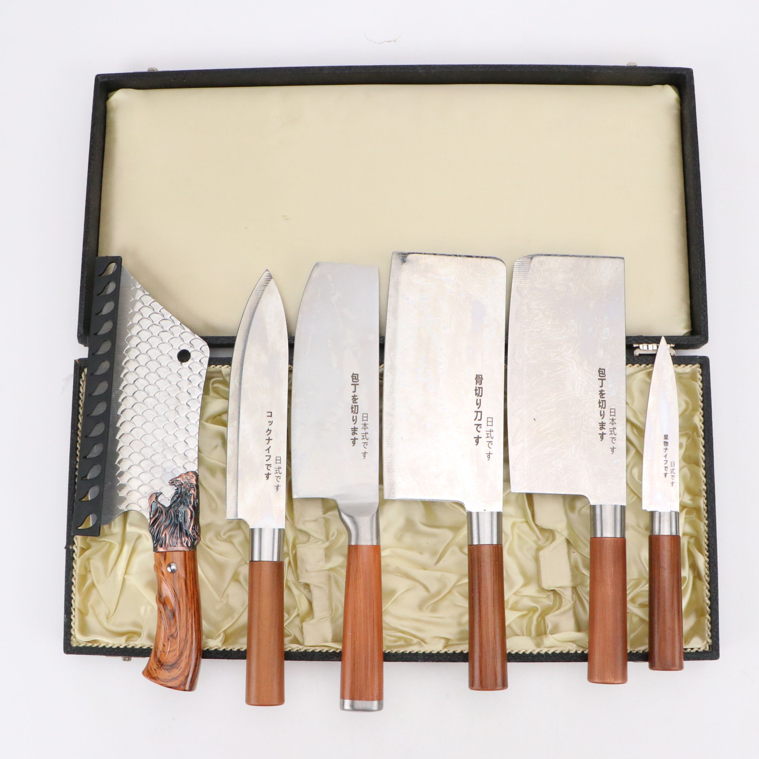Japanese Style Etched Stainless Steel Chef's Knives with Other Cleaver