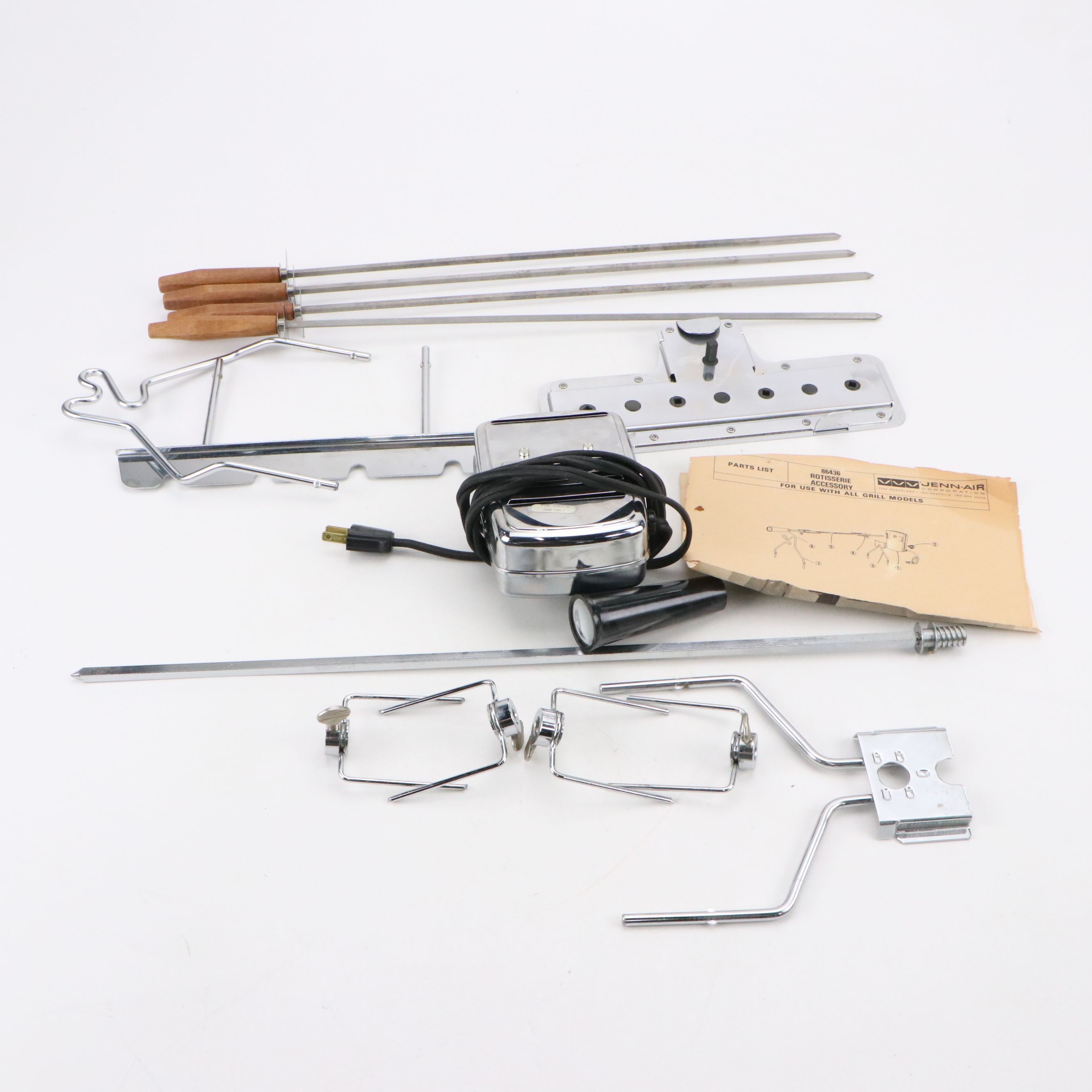 Jenn-Air Metal Rotisserie and Kebab Kit, Mid to Late 20th Century