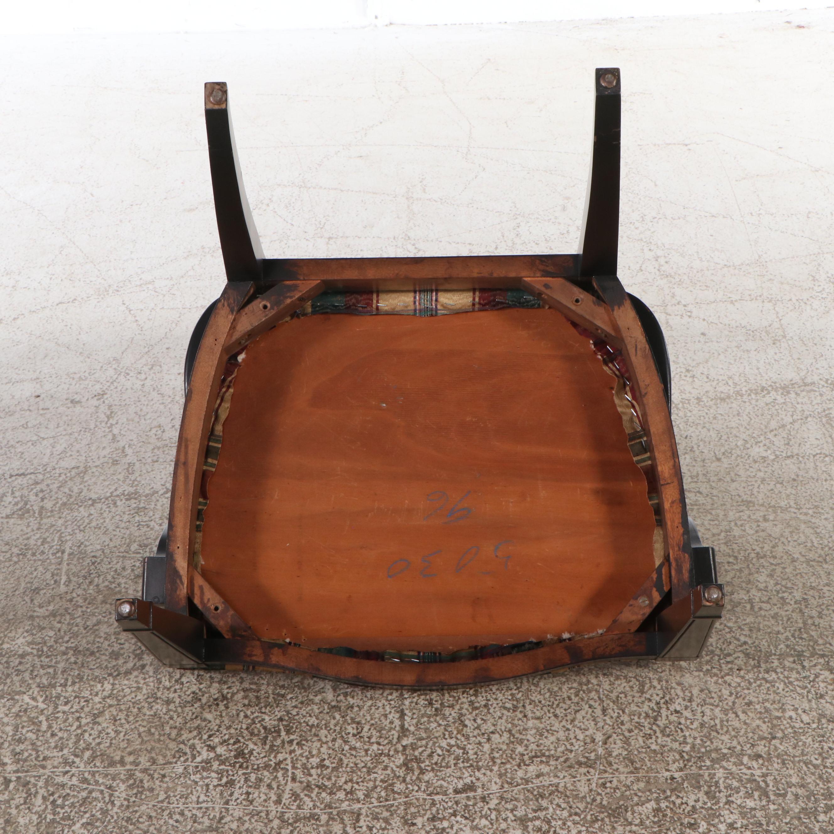 Sheraton Style Gilt-Accented Black-Painted Wood Shield-Back Armchair, 20th C.