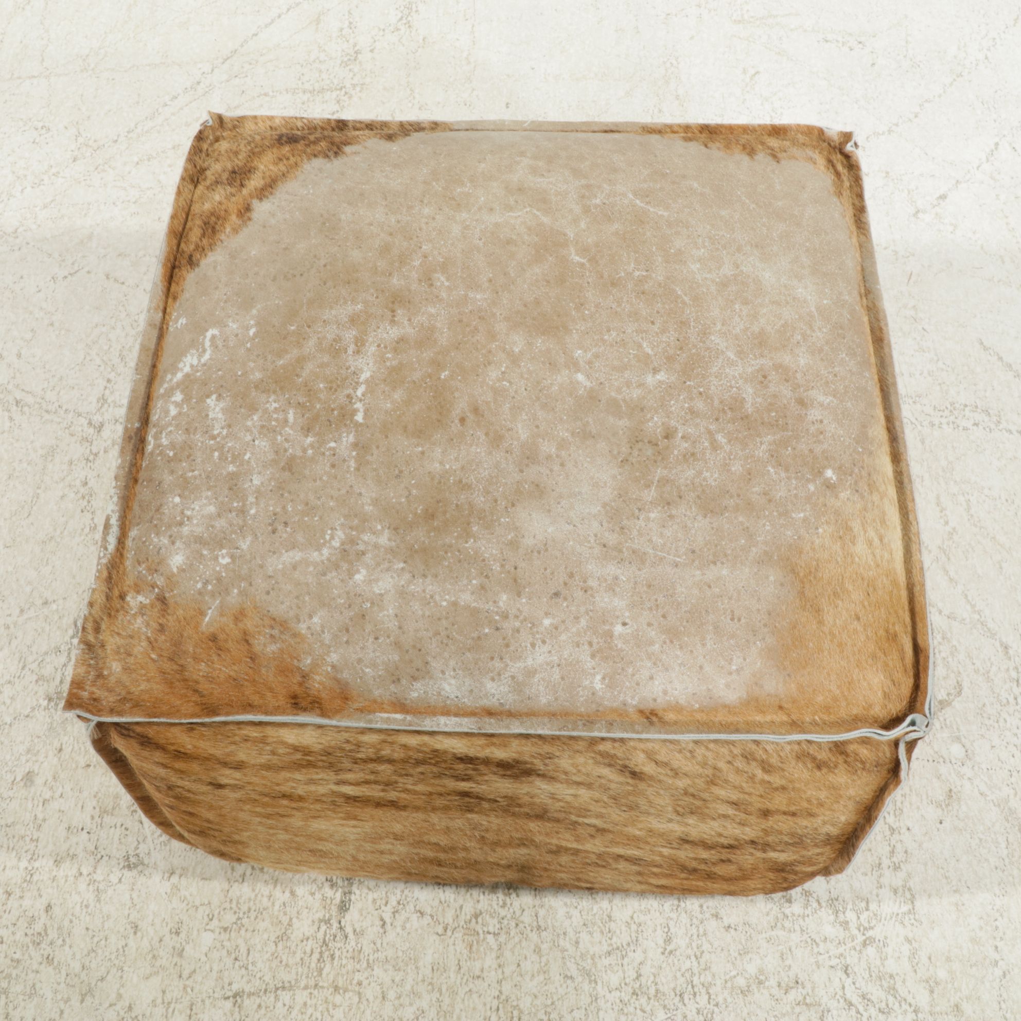 Pair of Arhaus Cowhide Upholstered Footstools