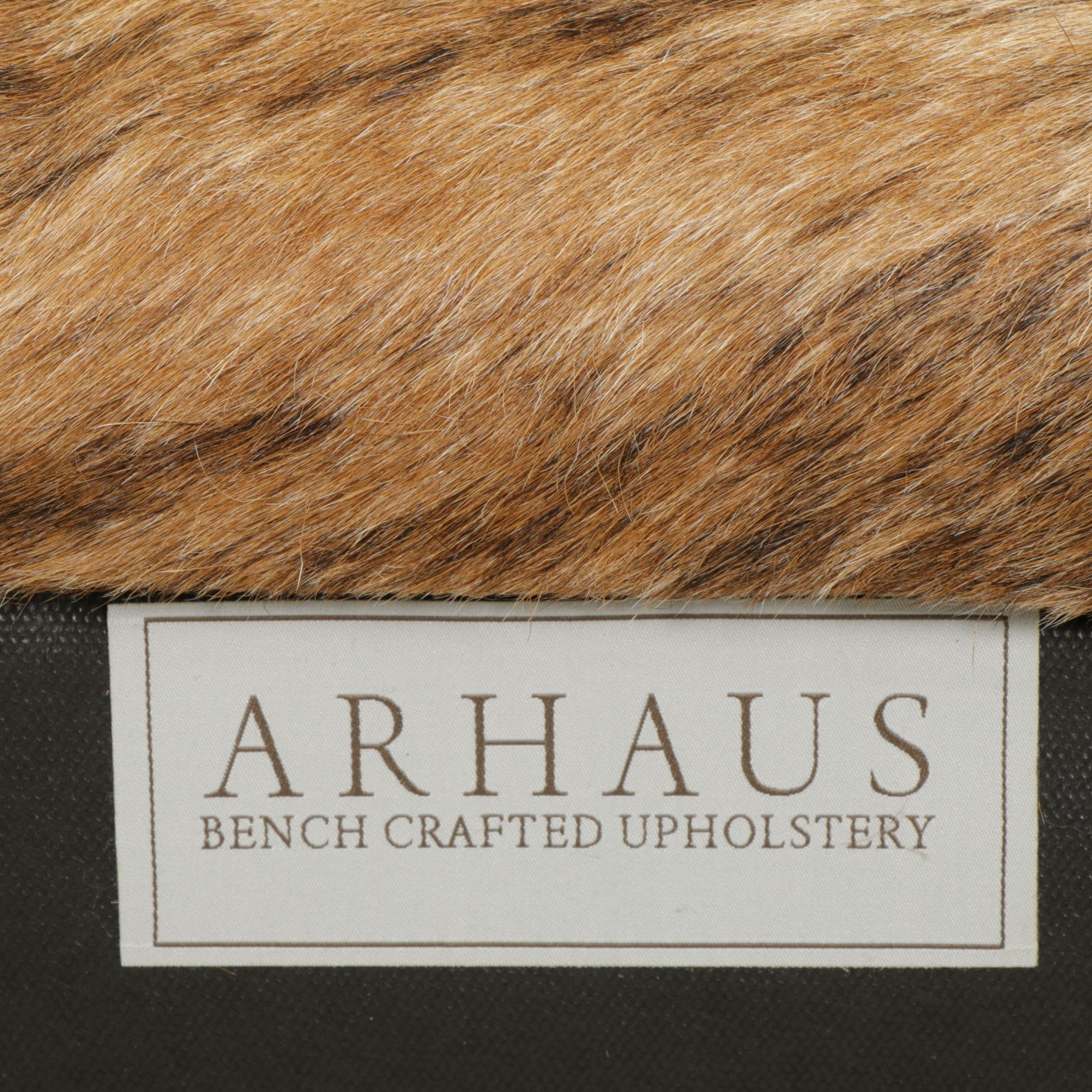 Pair of Arhaus Cowhide Upholstered Footstools