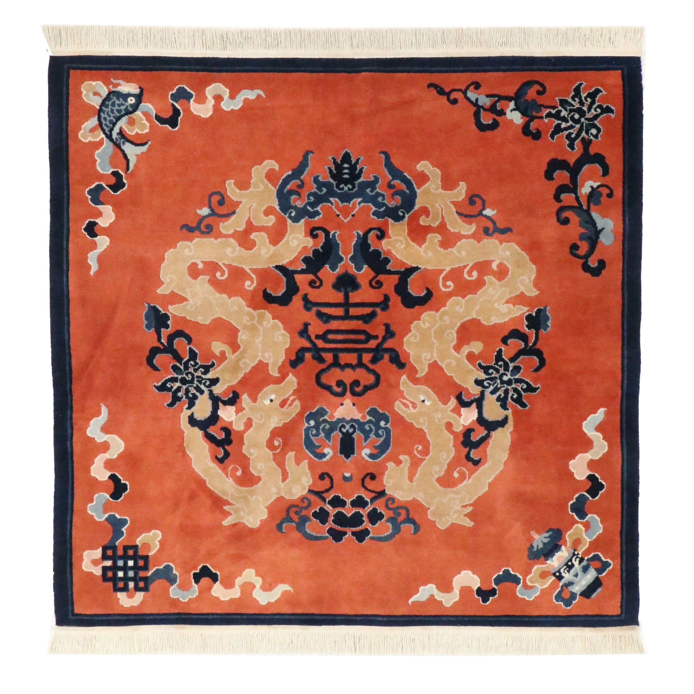 5' x 5'3 Hand-Knotted Chinese Peking Area Rug