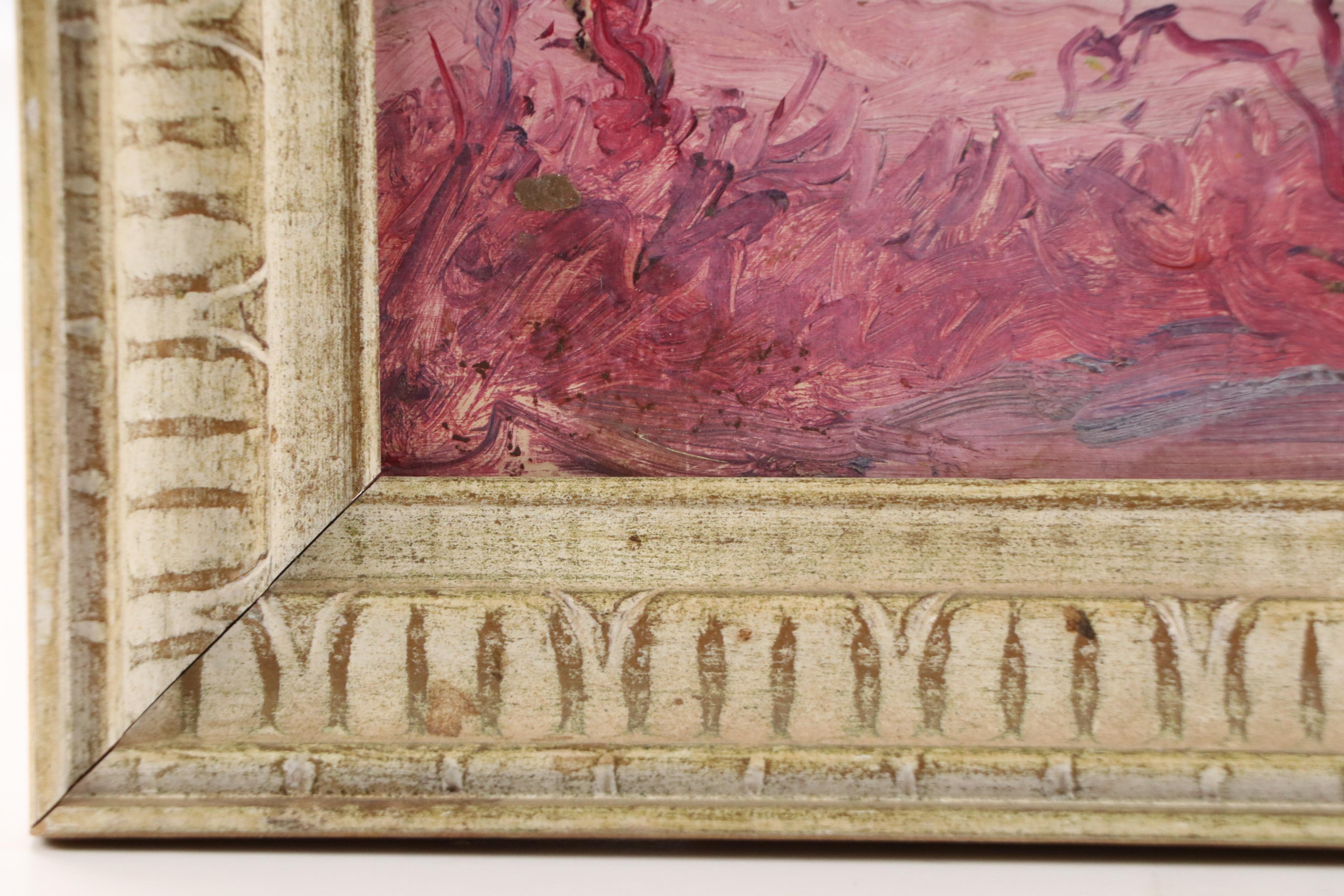 Attributed to Jeanne Reimbolte Sunset Landscape Oil Painting, Circa 1940