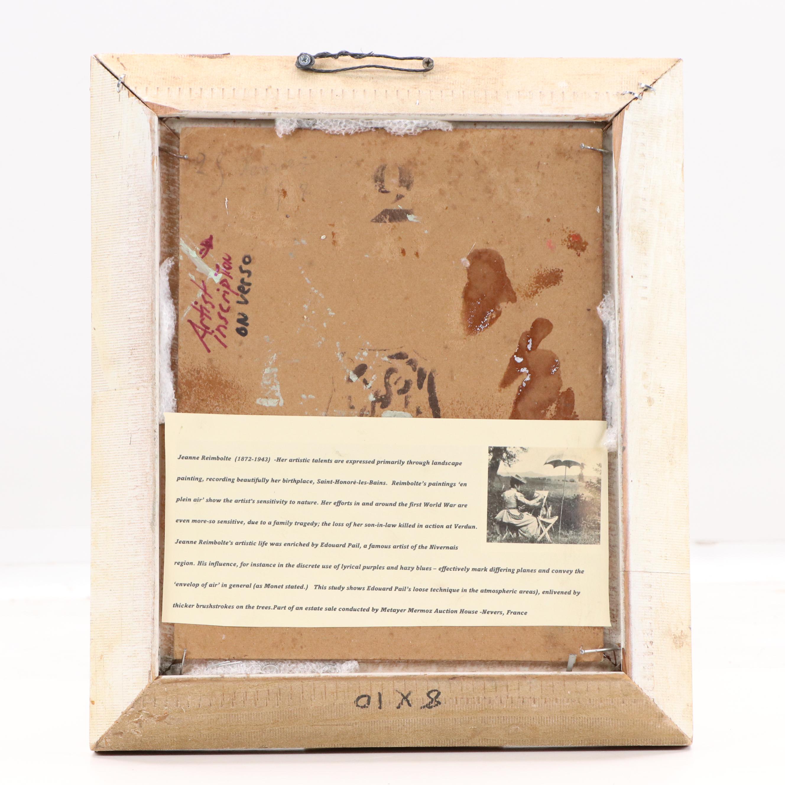 Attributed to Jeanne Reimbolte Sunset Landscape Oil Painting, Circa 1940