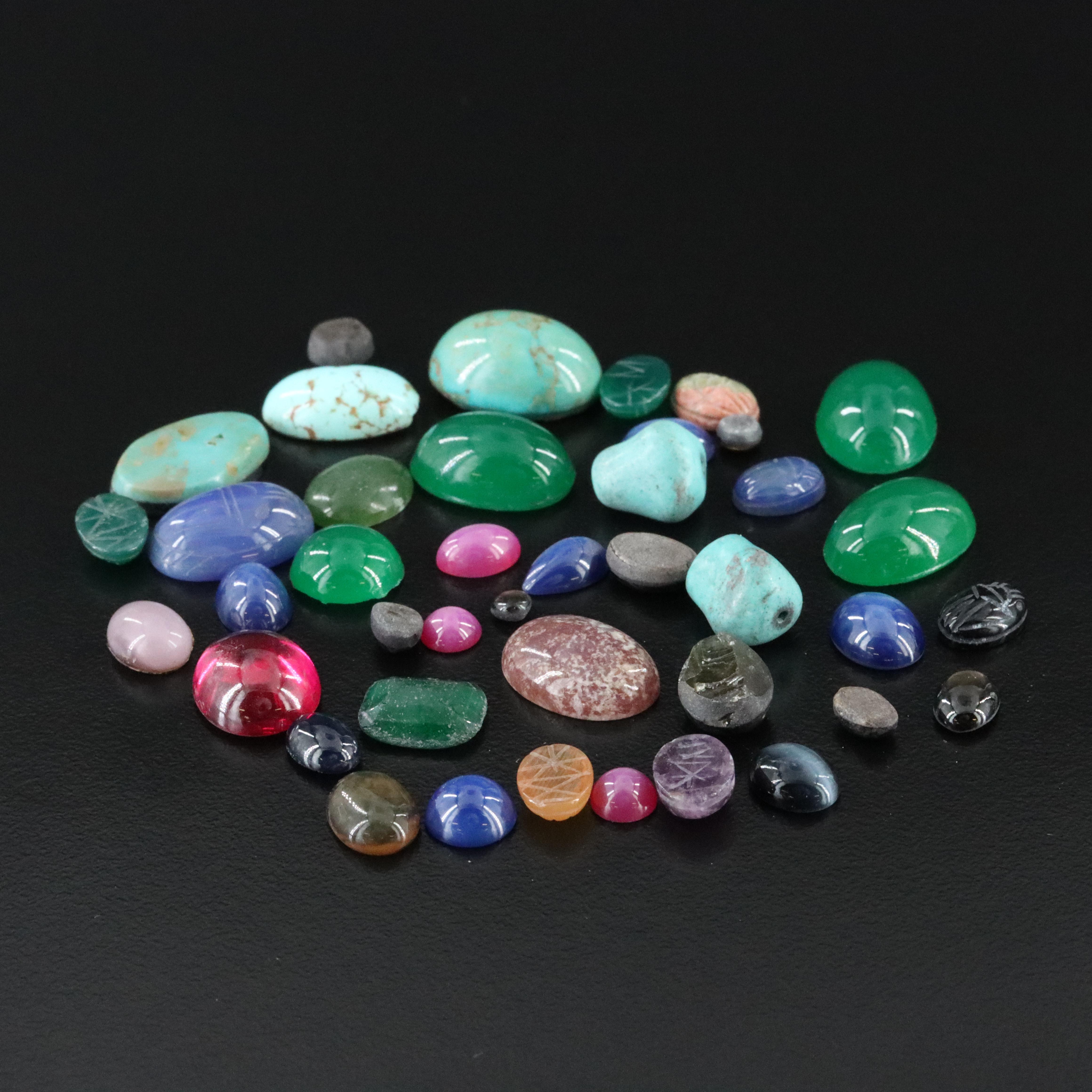 Loose 100.32 CTW Mixed Gemstone Lot Including Star Sapphire and Turquoise