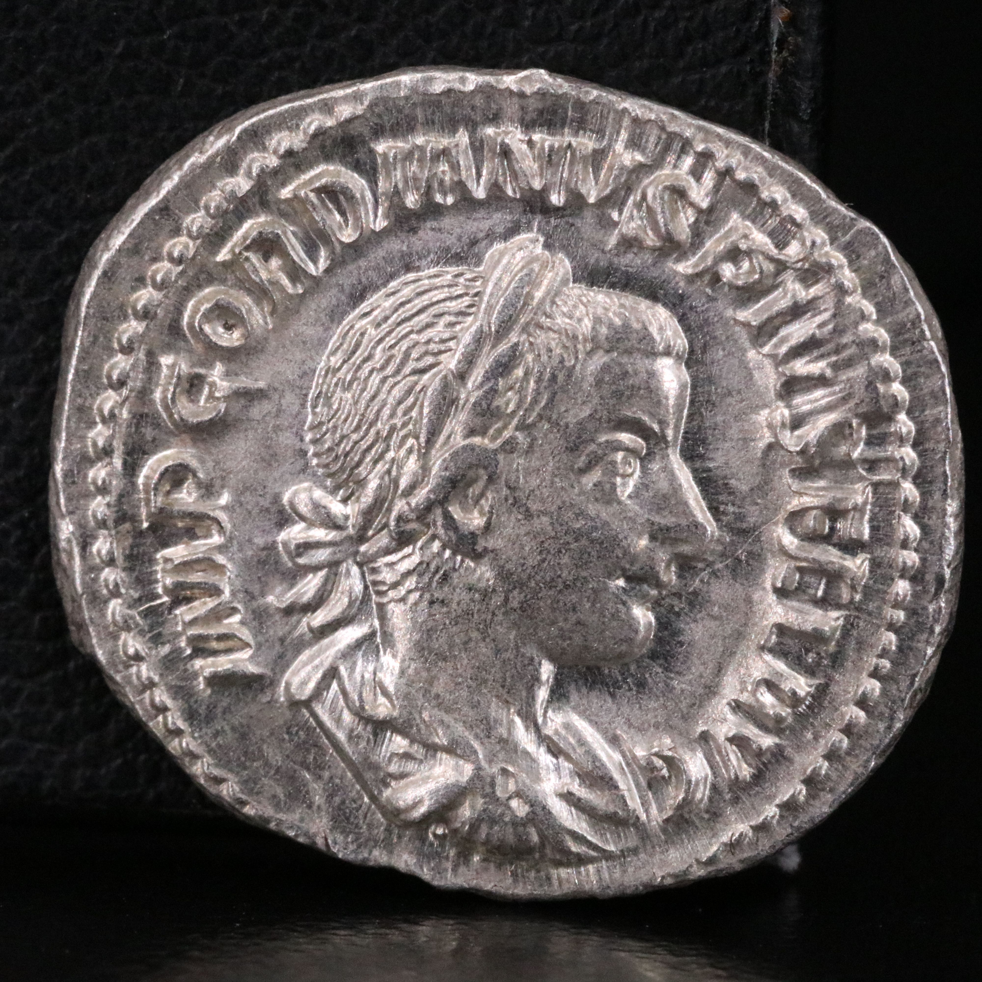 Ancient Roman Imperial AR Denarius Coin of Gordian III, ca. 240 A.D.
