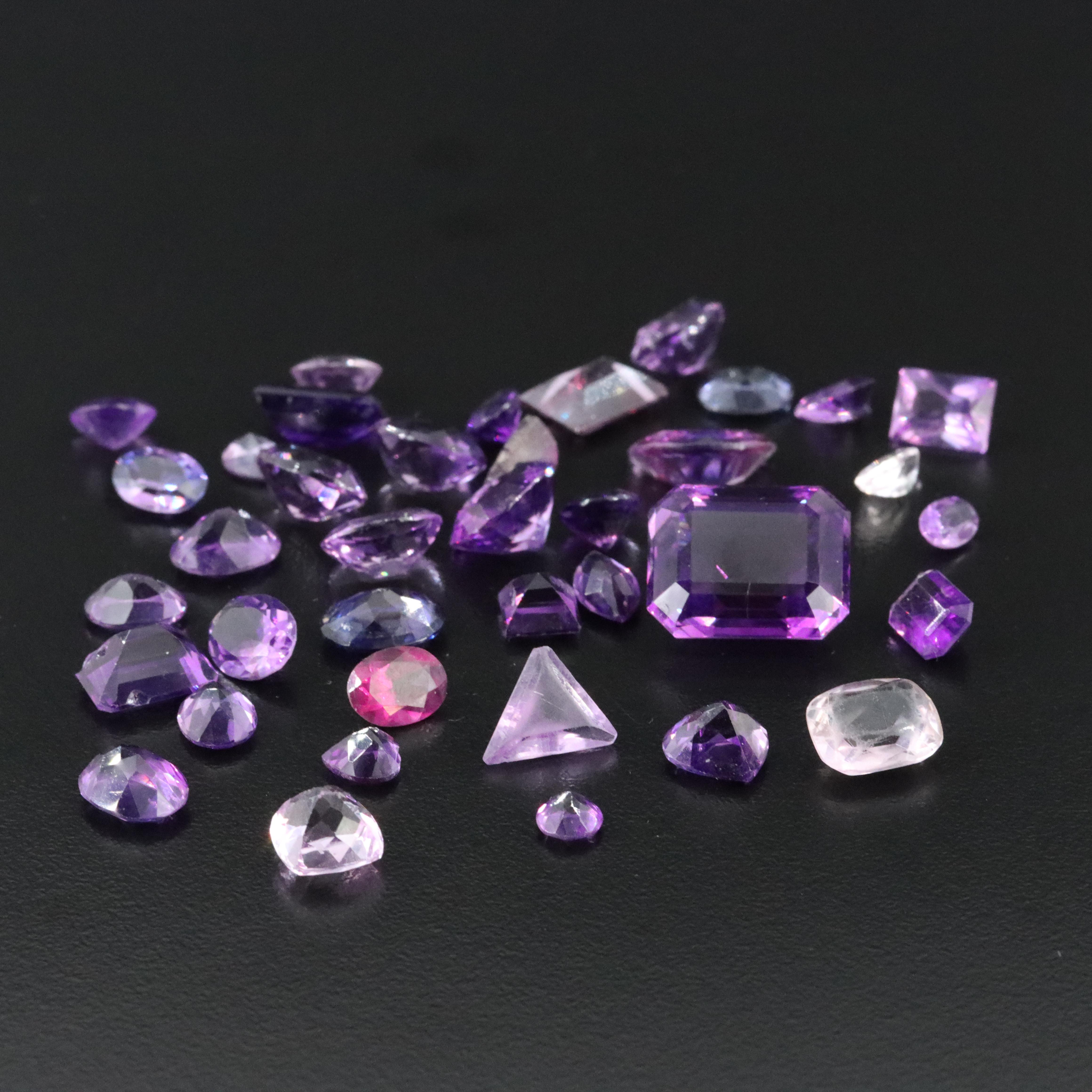 Loose 78.14 CTW Mixed Gemstone Lot Including Amethyst, Kunzite and Iolite