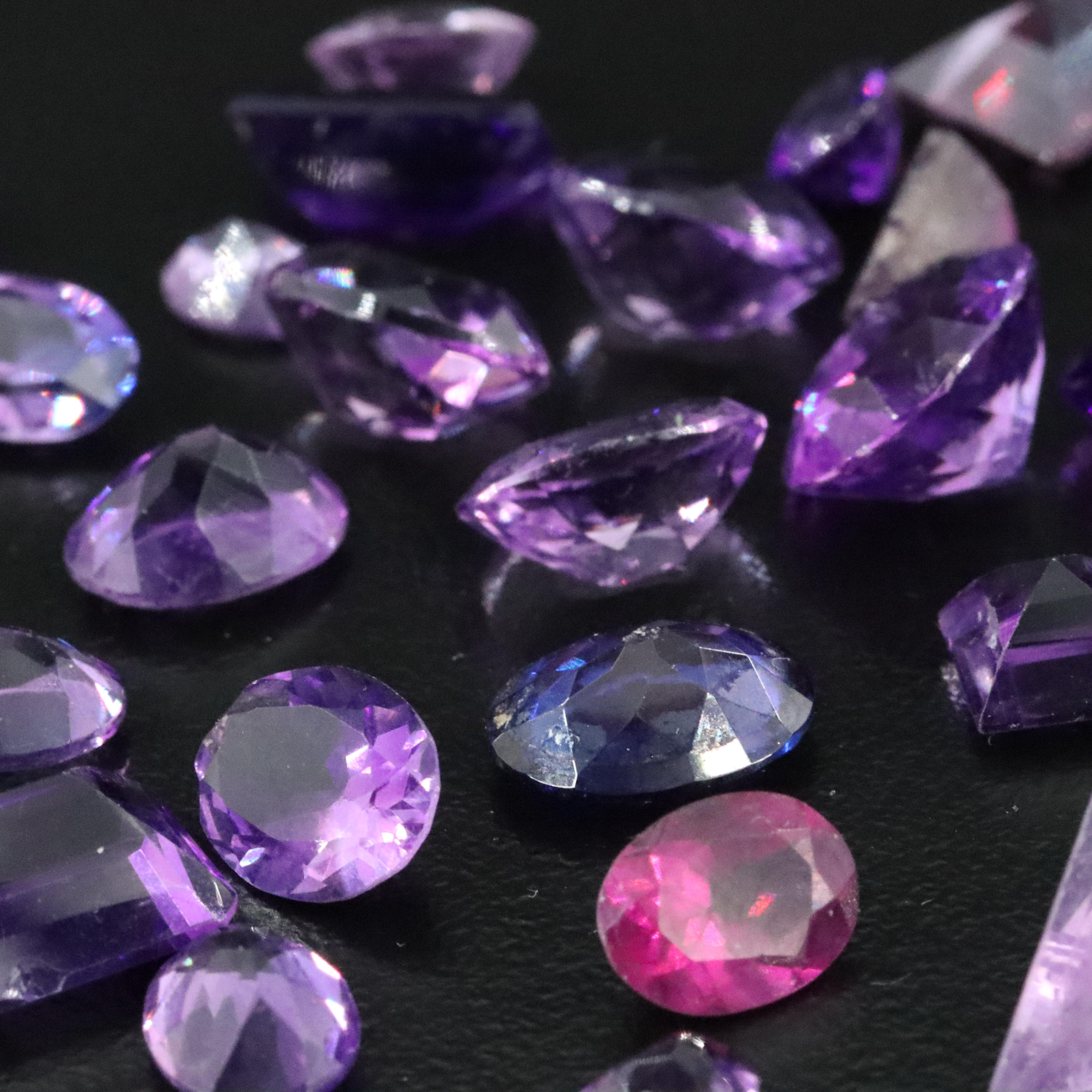 Loose 78.14 CTW Mixed Gemstone Lot Including Amethyst, Kunzite and Iolite