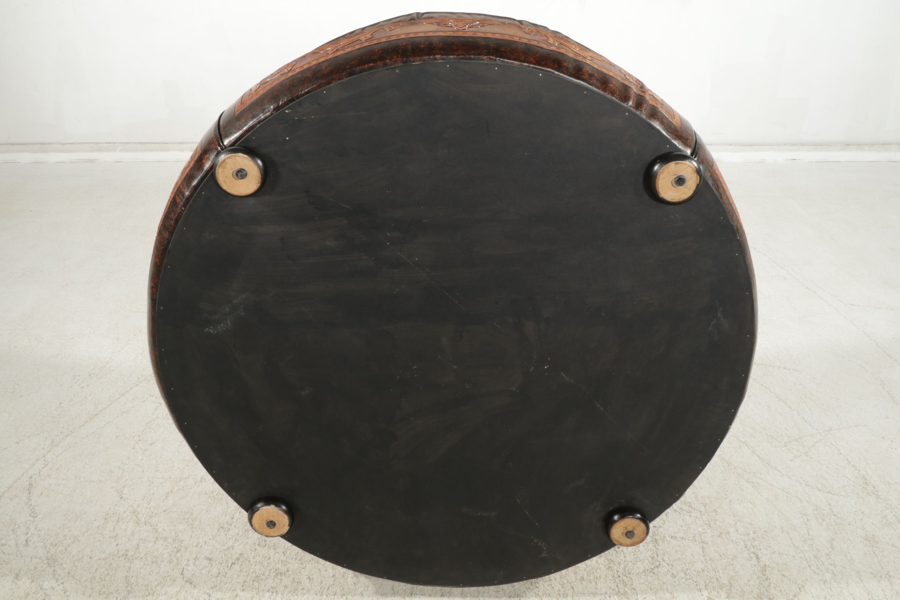 Tooled Leather Ottoman