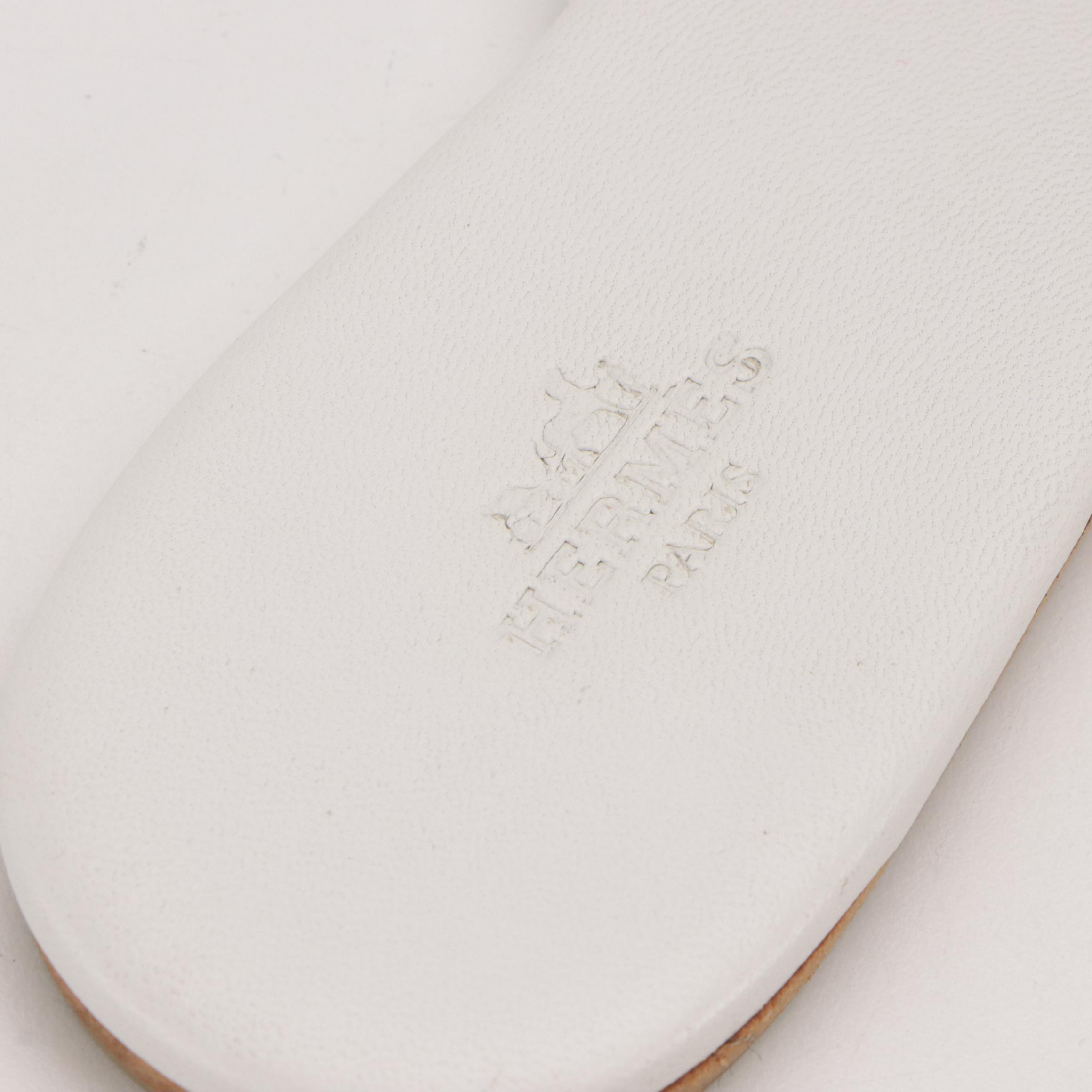 Hermès Corfou Thong Sandals in White Leather