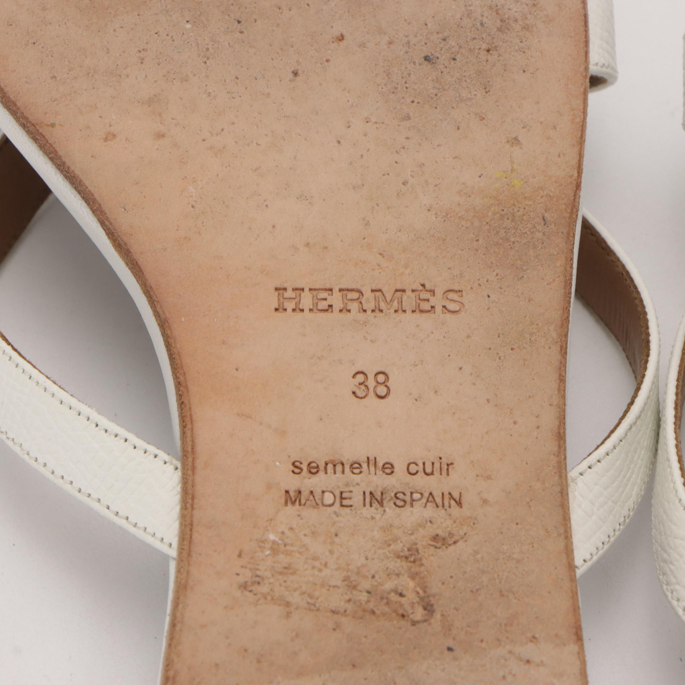 Hermès Corfou Thong Sandals in White Leather