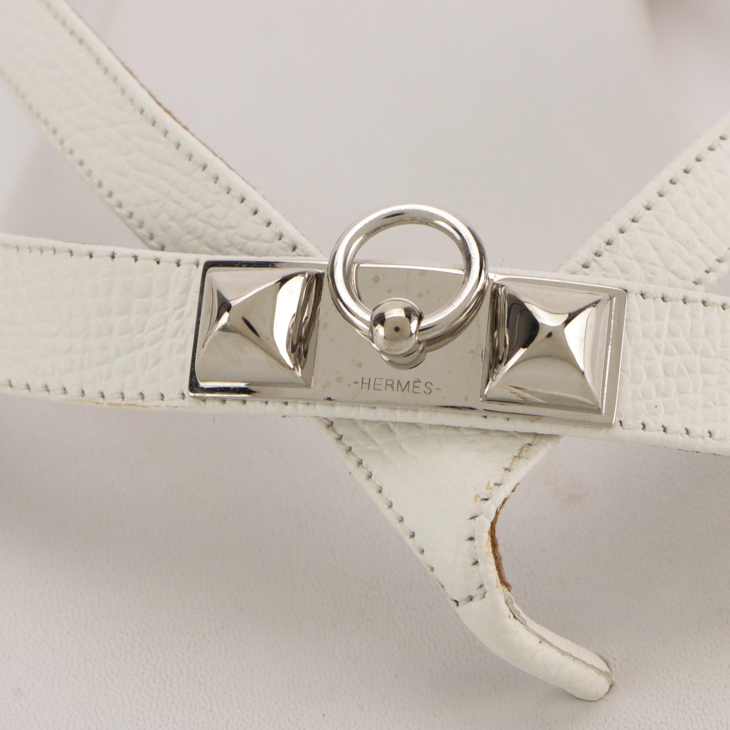 Hermès Corfou Thong Sandals in White Leather