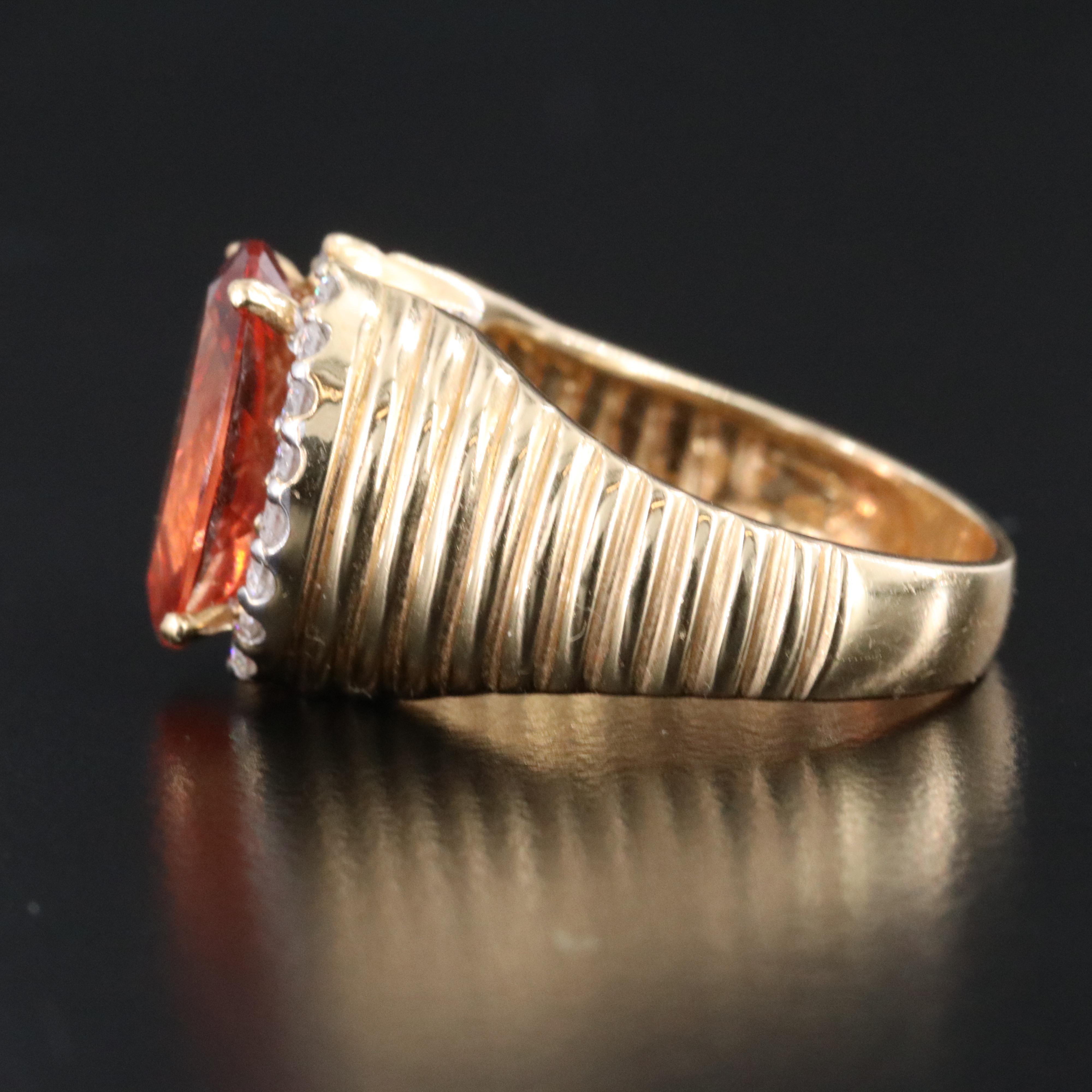 14K Sunstone and Diamond Ring