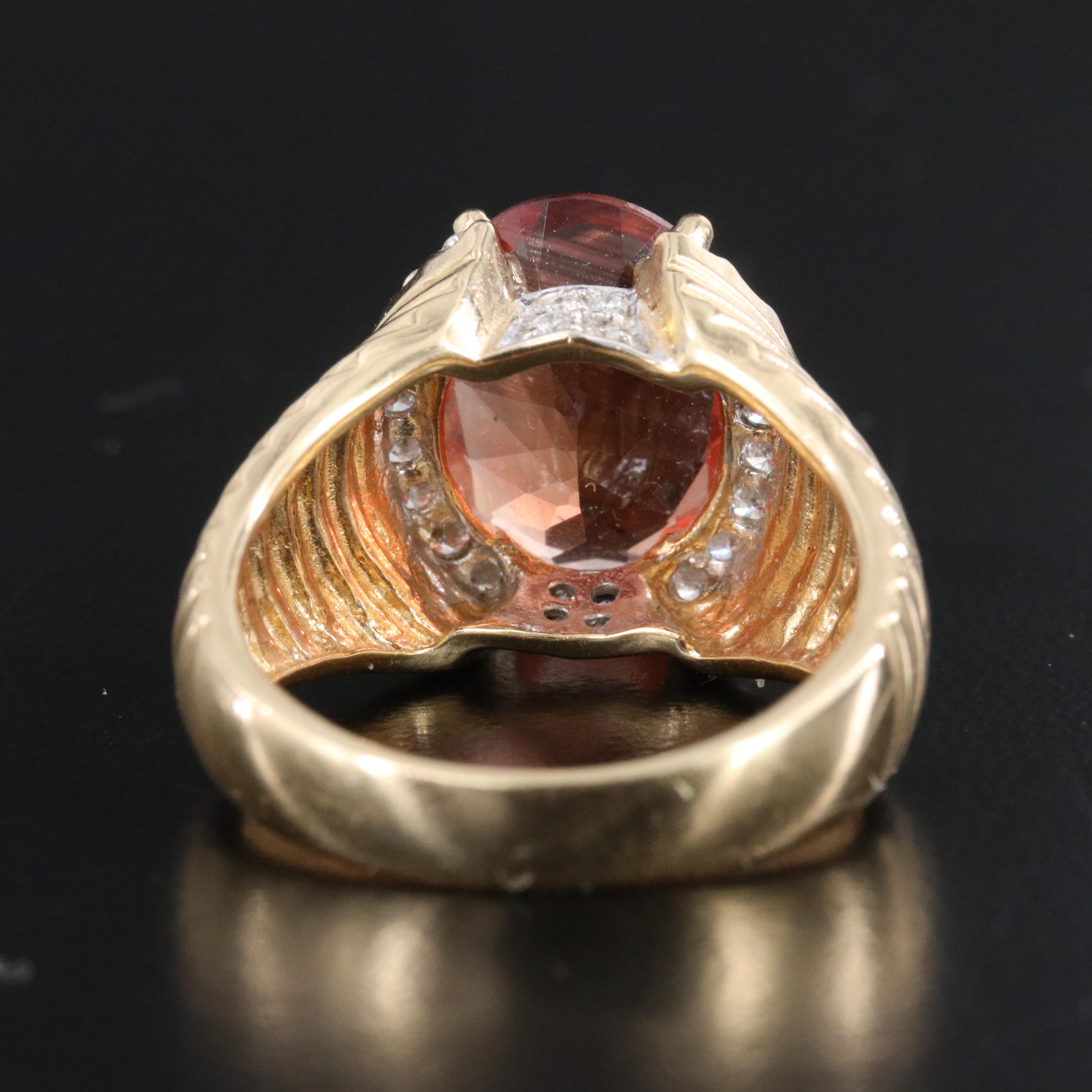 14K Sunstone and Diamond Ring