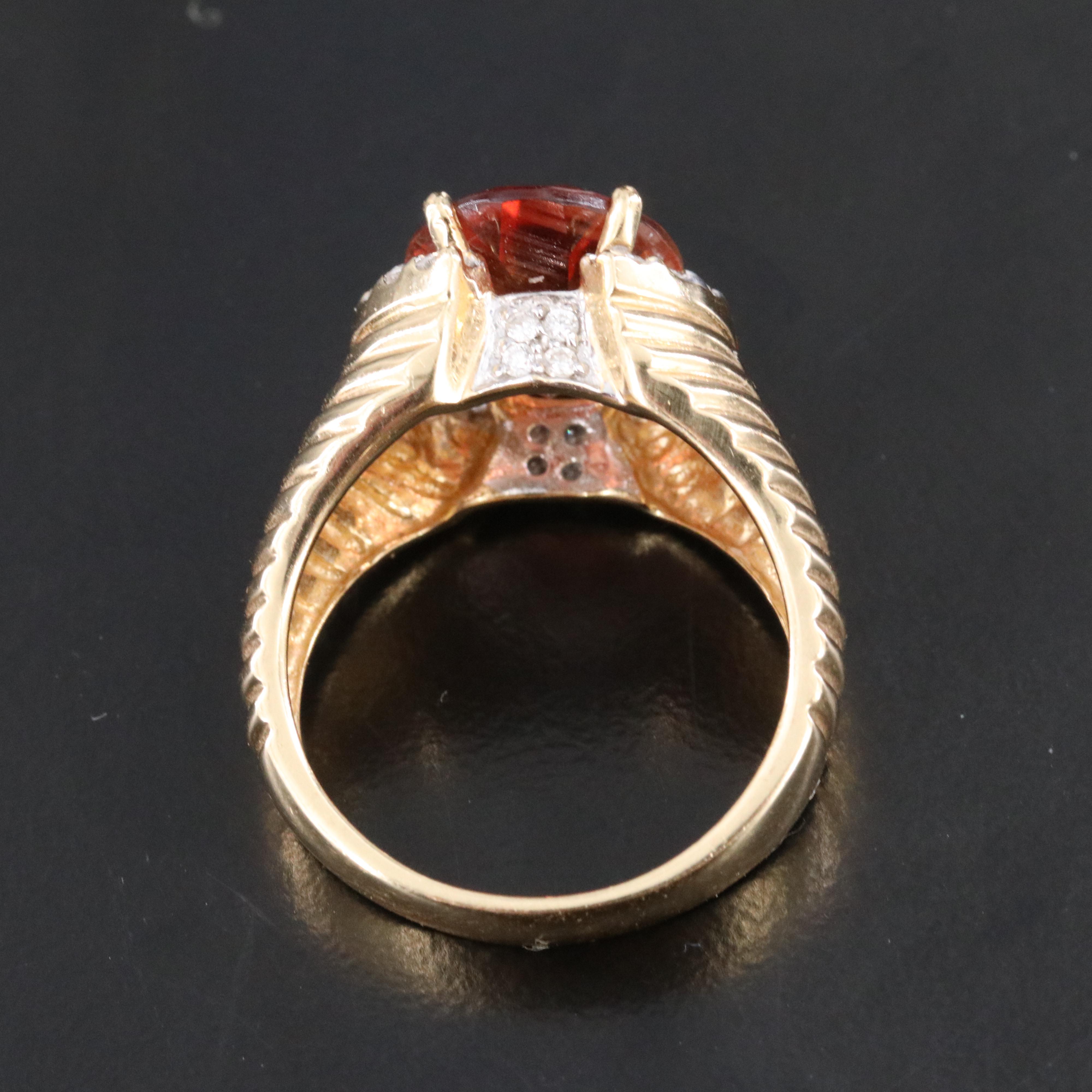 14K Sunstone and Diamond Ring