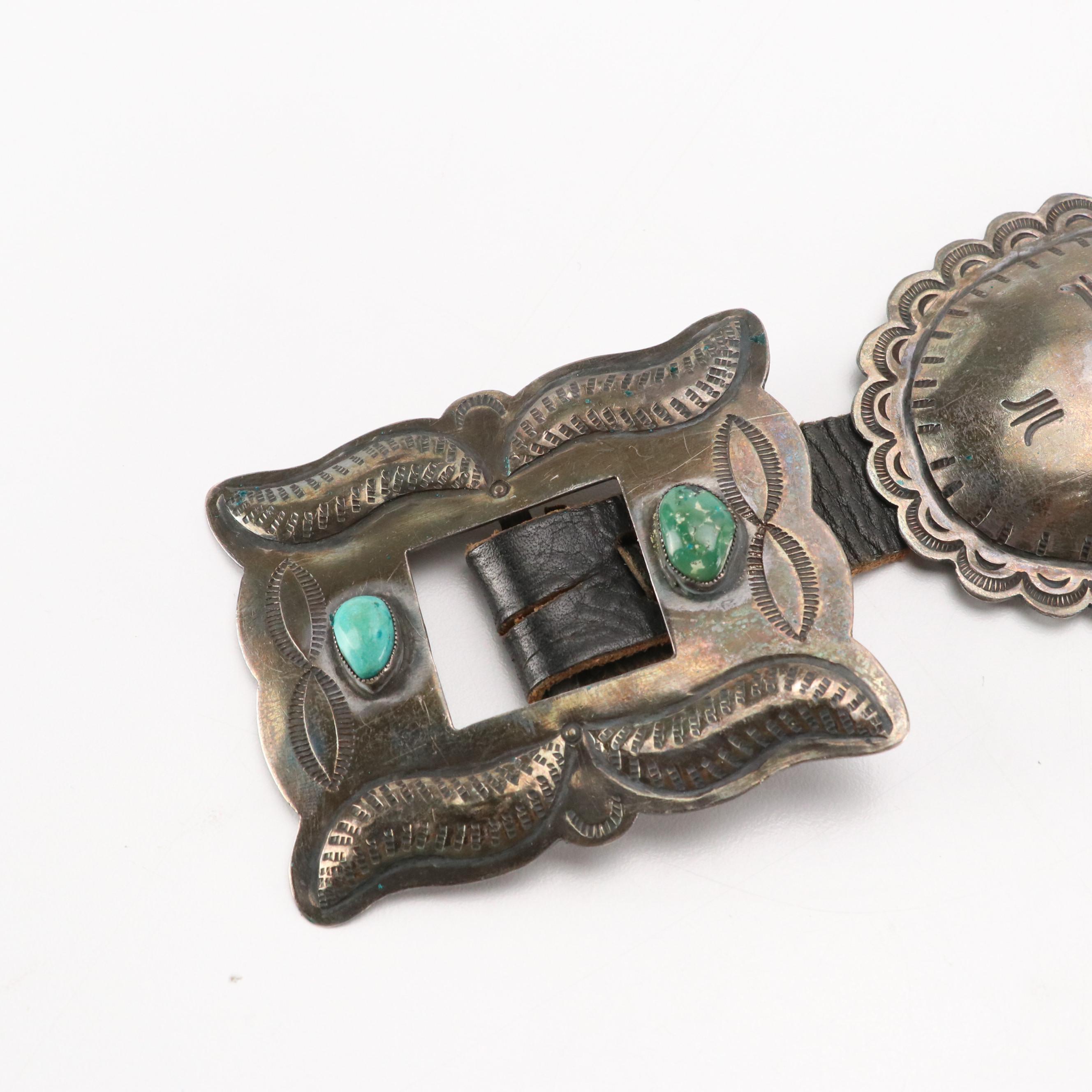 Southwestern Sterling Silver Turquoise Concho Belt