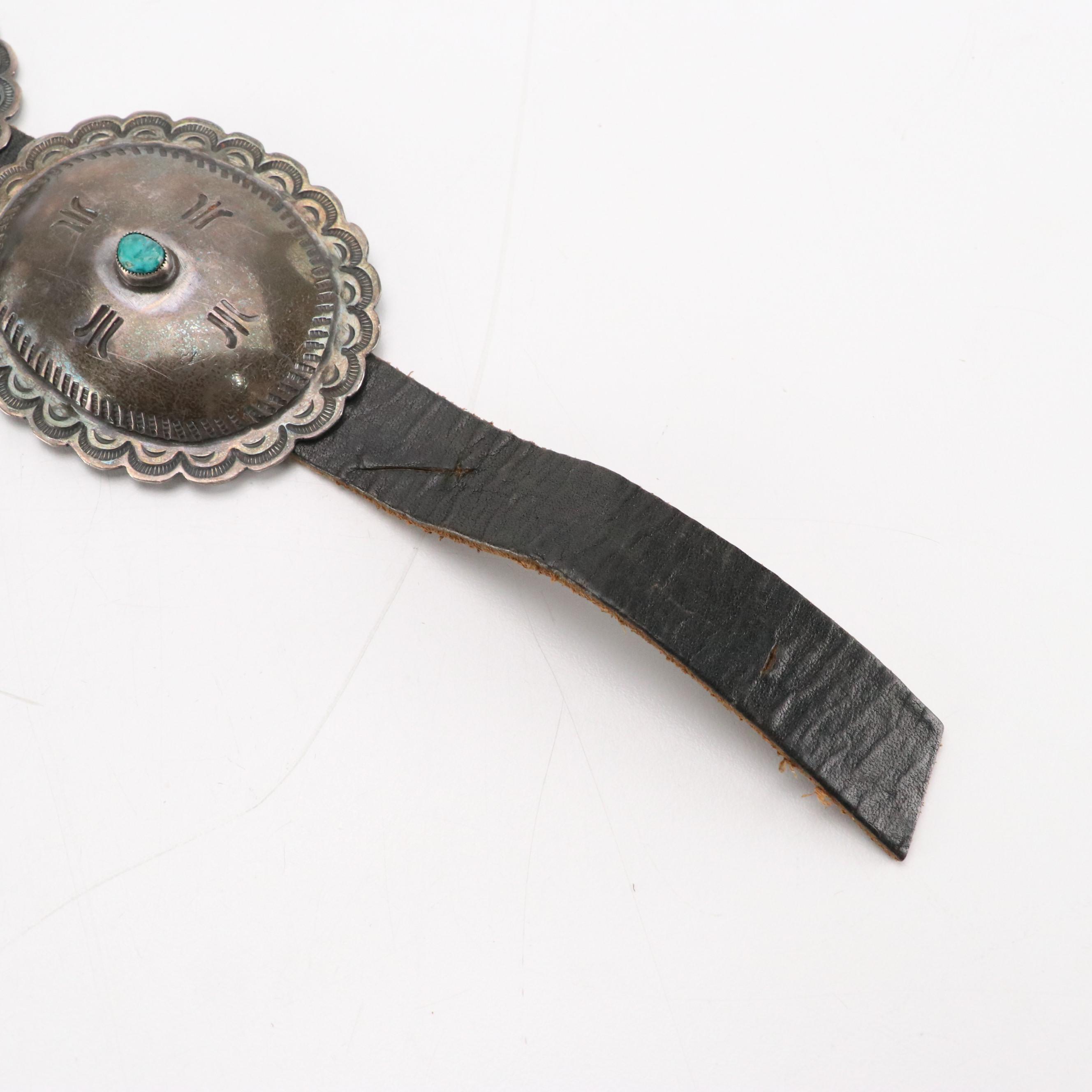 Southwestern Sterling Silver Turquoise Concho Belt