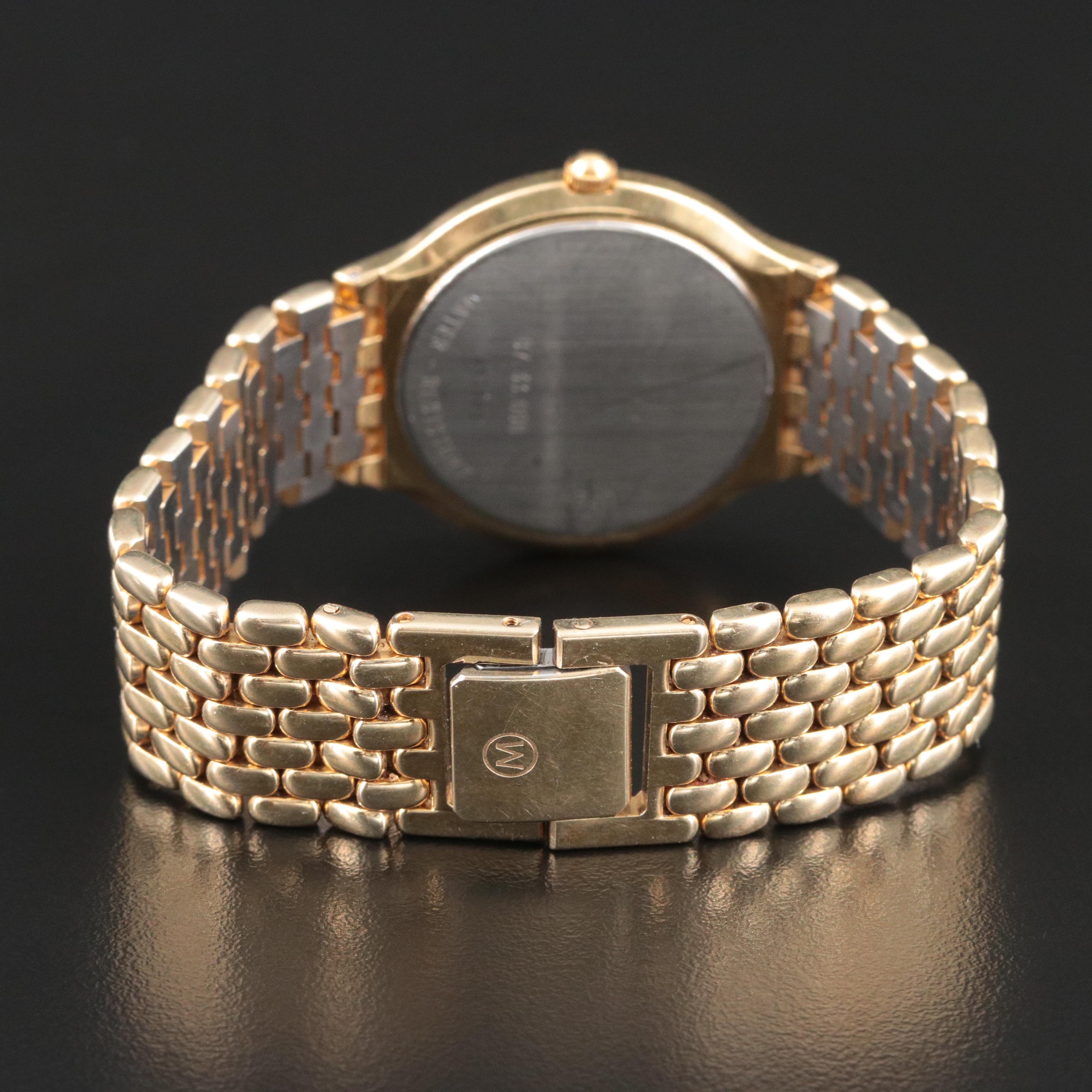 Movado Black Dial Museum Gold Tone Stainless Steel Watch