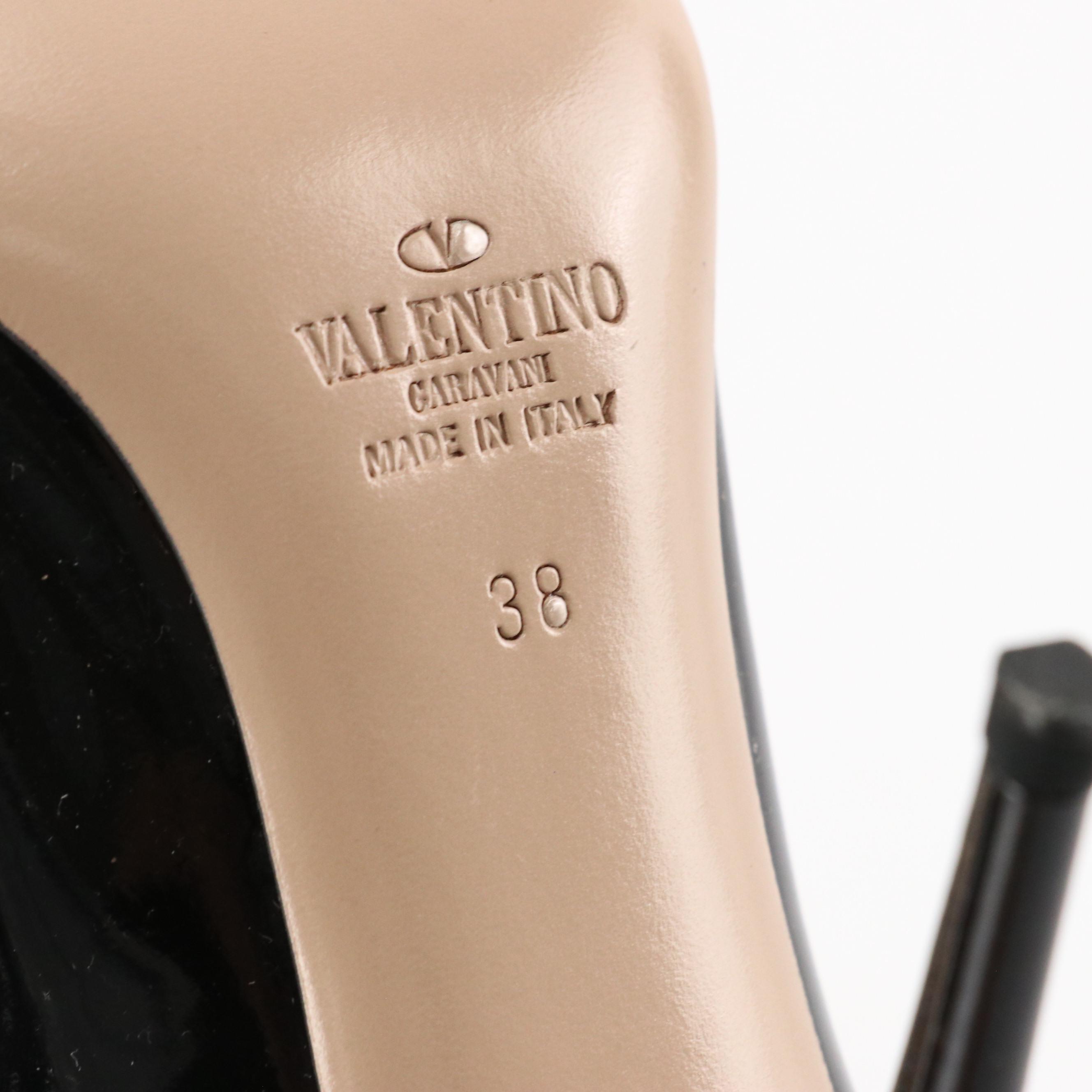 Valentino Garavani Pointed-Toe Pumps in Black Patent Leather