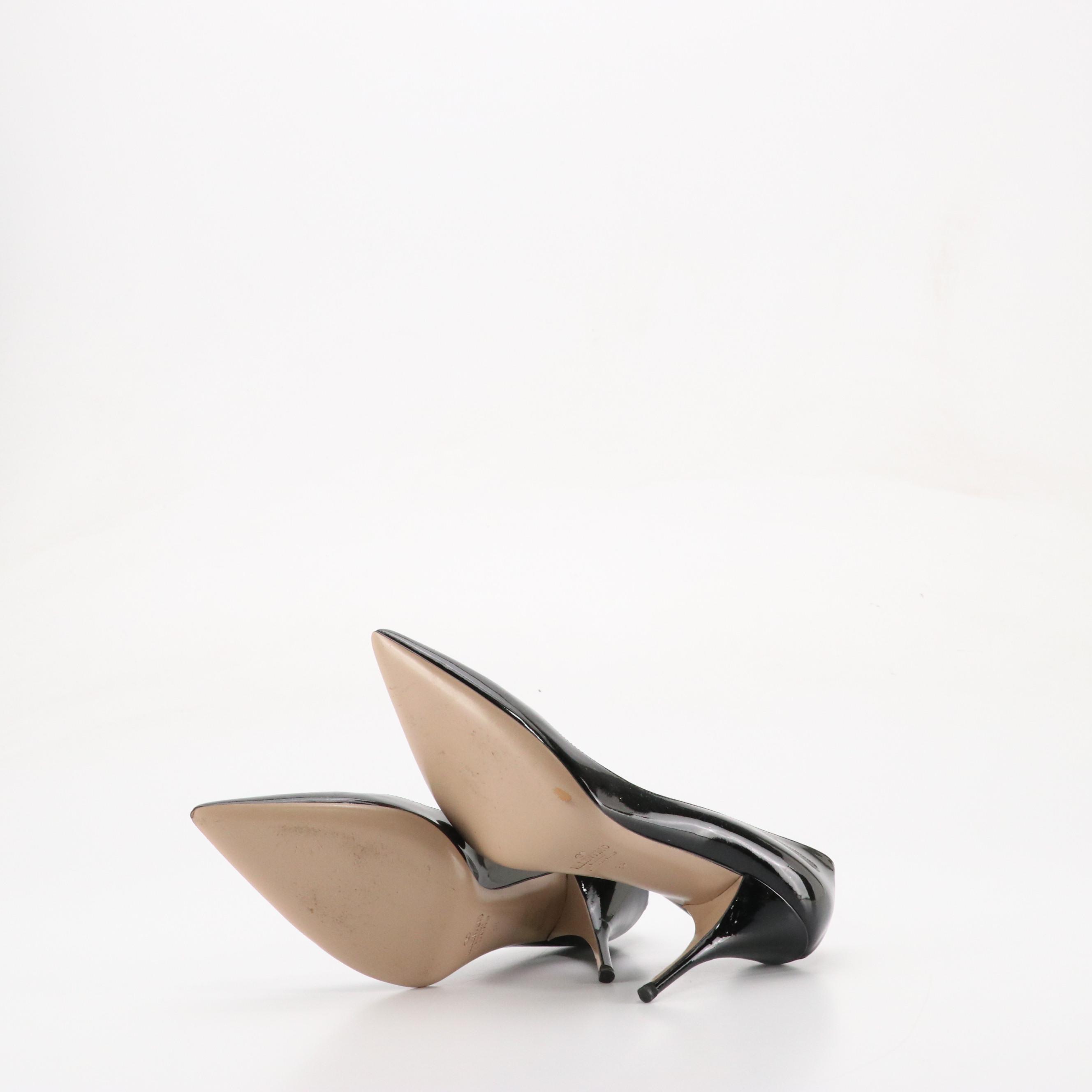 Valentino Garavani Pointed-Toe Pumps in Black Patent Leather