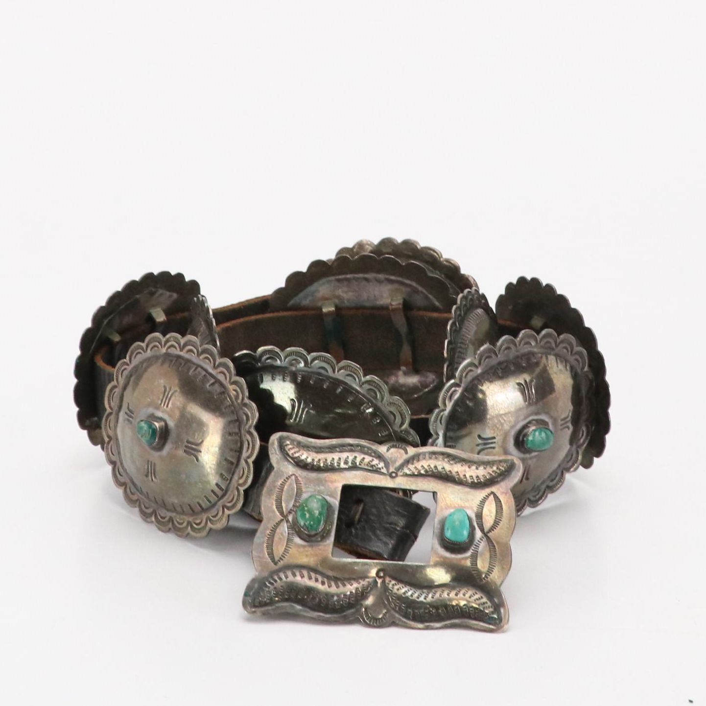 Southwestern Sterling Silver Turquoise Concho Belt