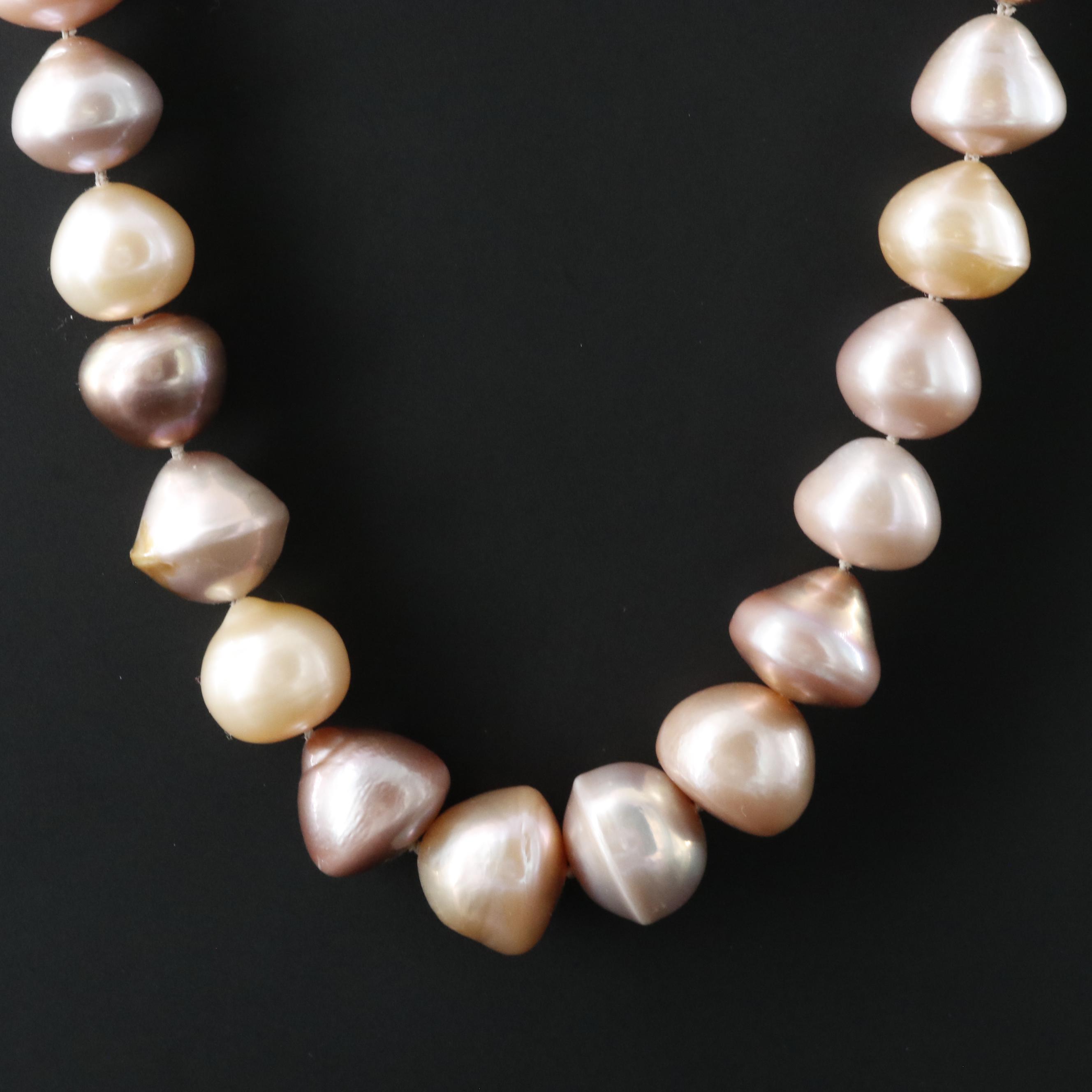 10.00 - 13.30mm Pink Tone Graduated Pearl Necklace with 14K Clasp
