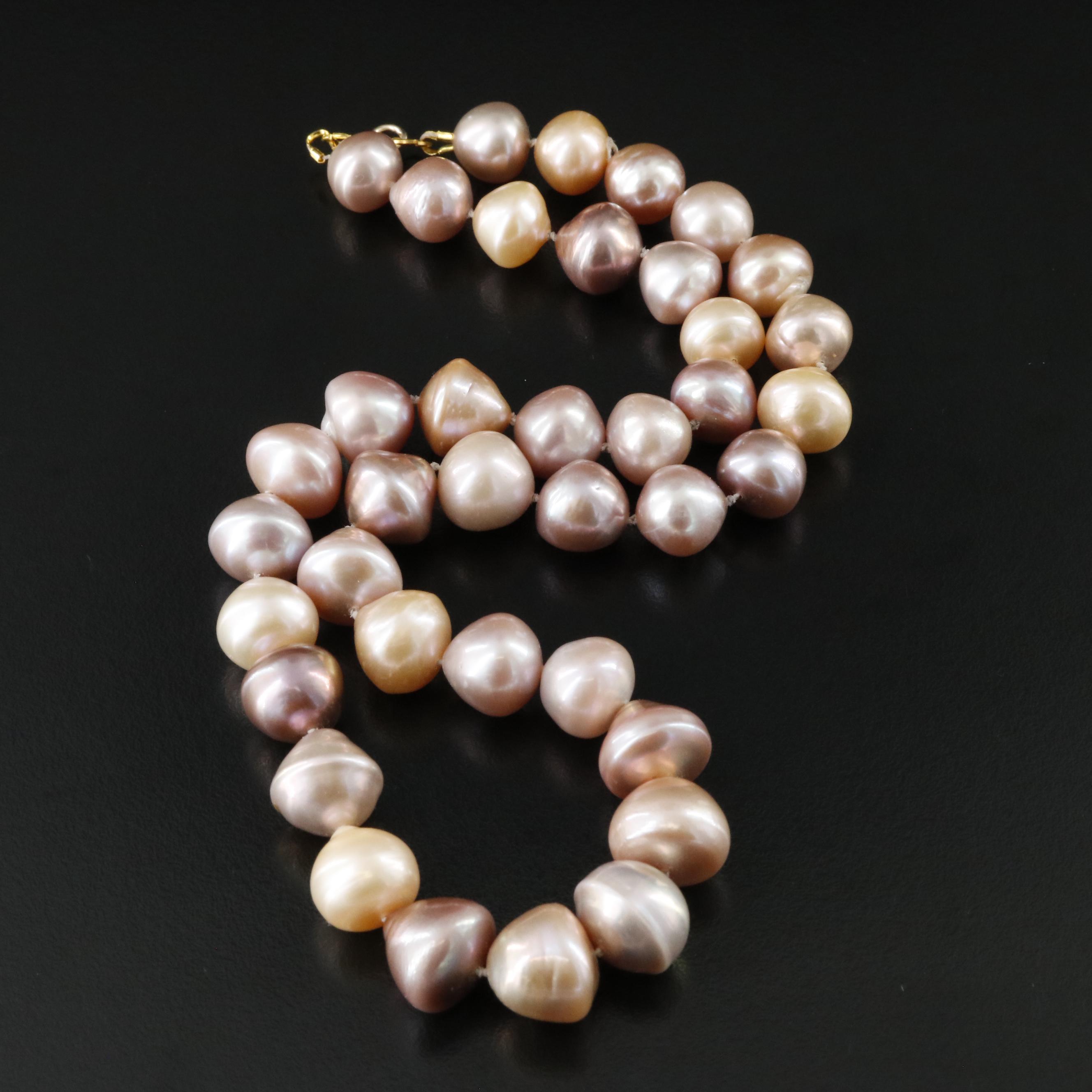 10.00 - 13.30mm Pink Tone Graduated Pearl Necklace with 14K Clasp