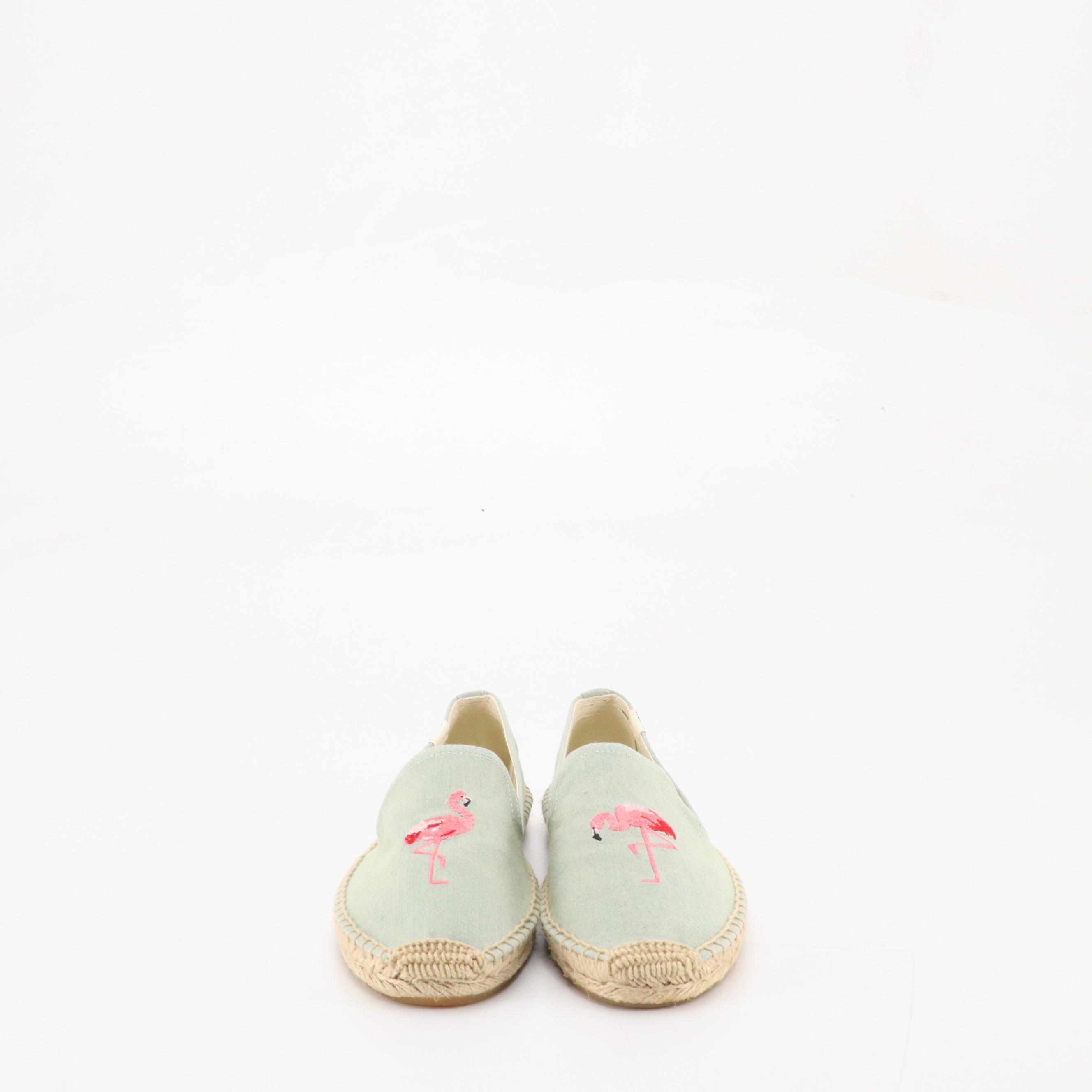 Soludos Blue and Pink Flamingo Espadrilles & Matt Bernson Sunshine Slide Sandals