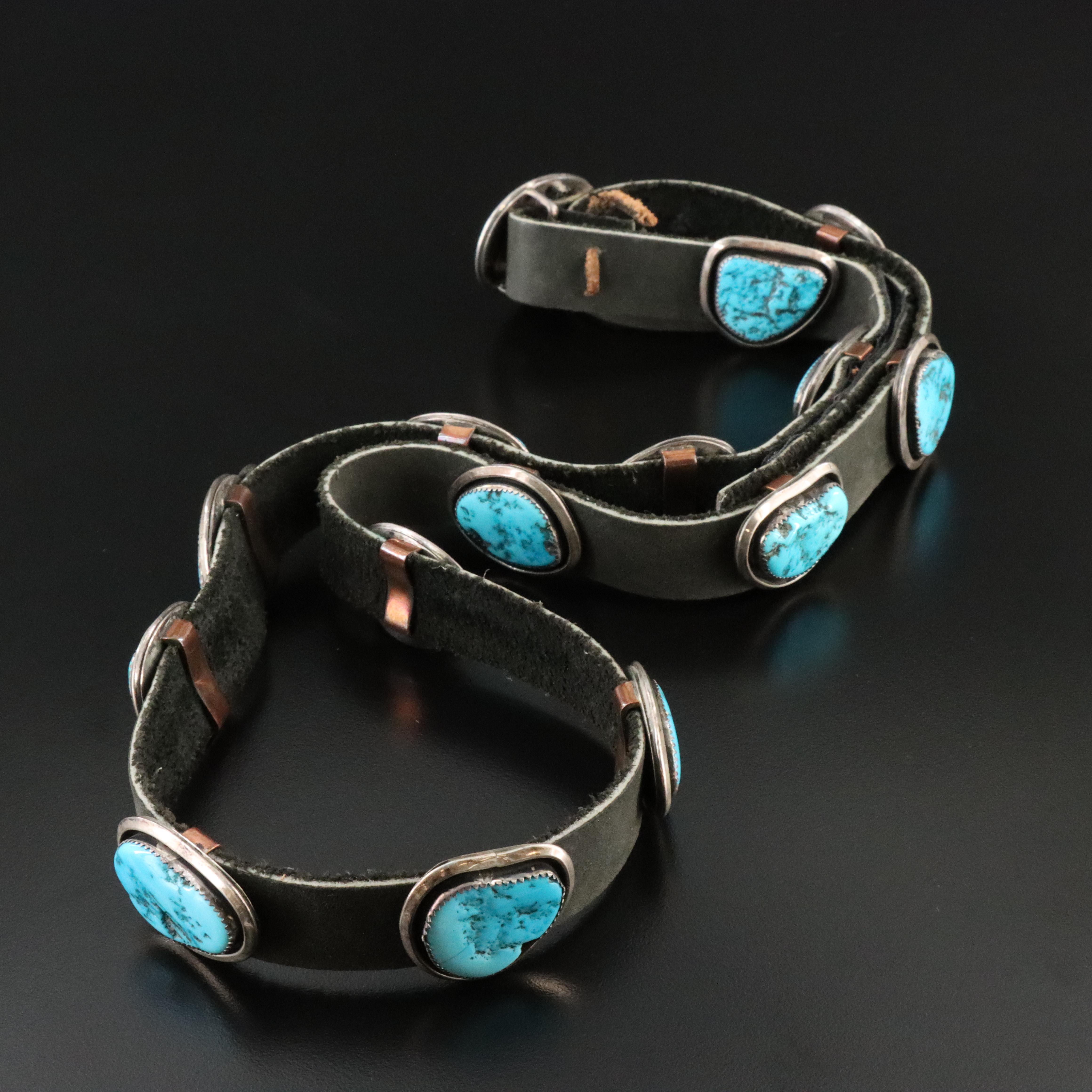 Sterling and Turquoise Leather Belt