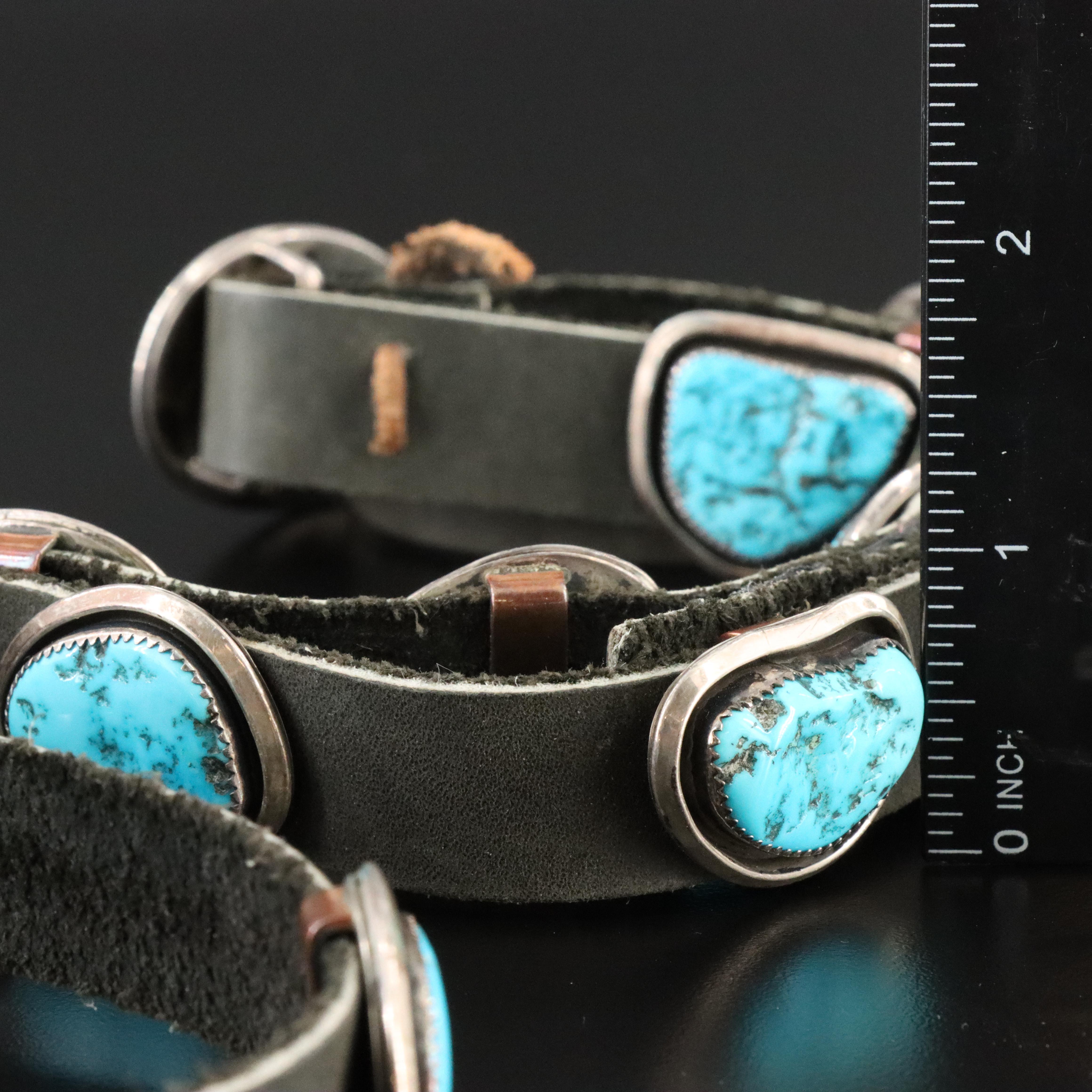 Sterling and Turquoise Leather Belt