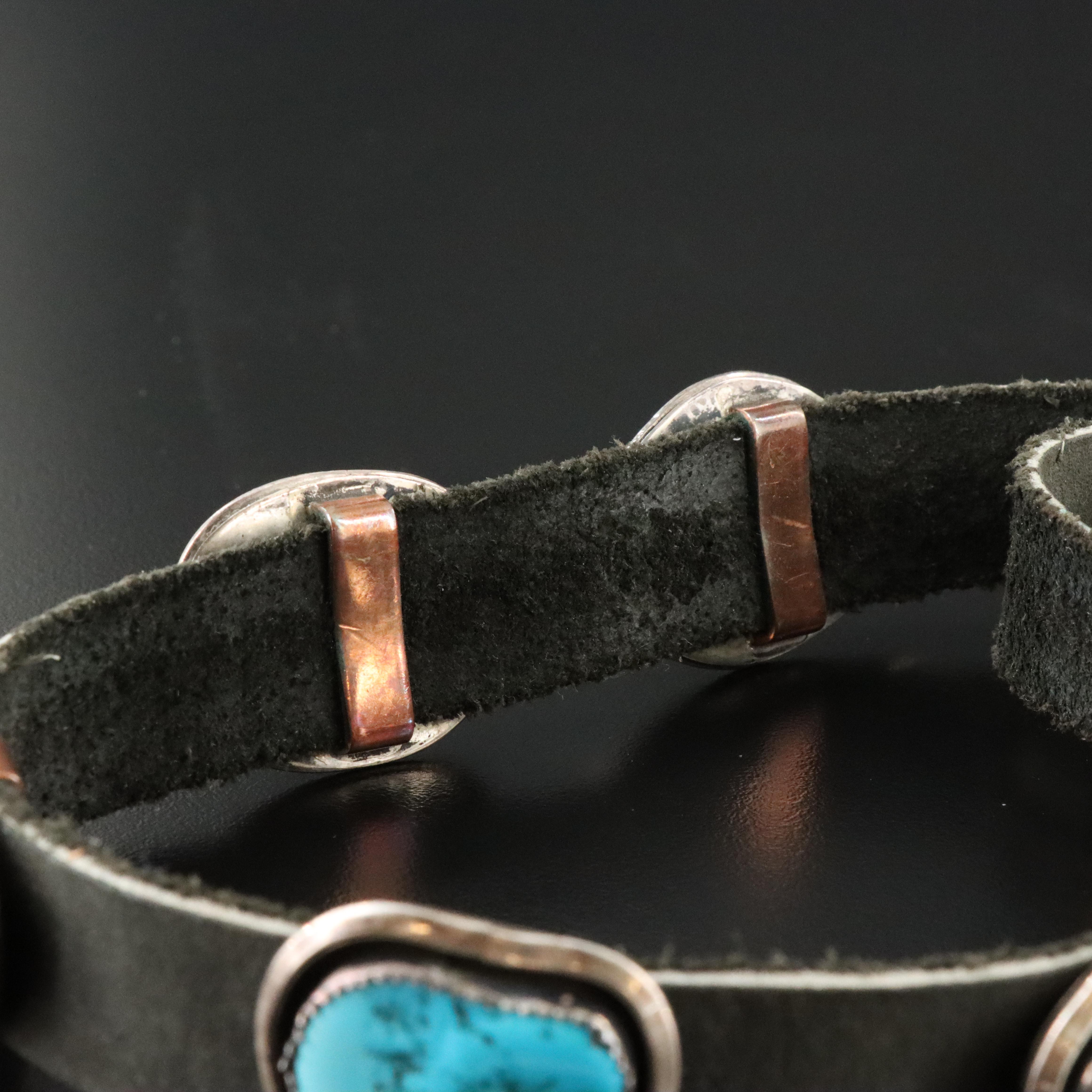 Sterling and Turquoise Leather Belt