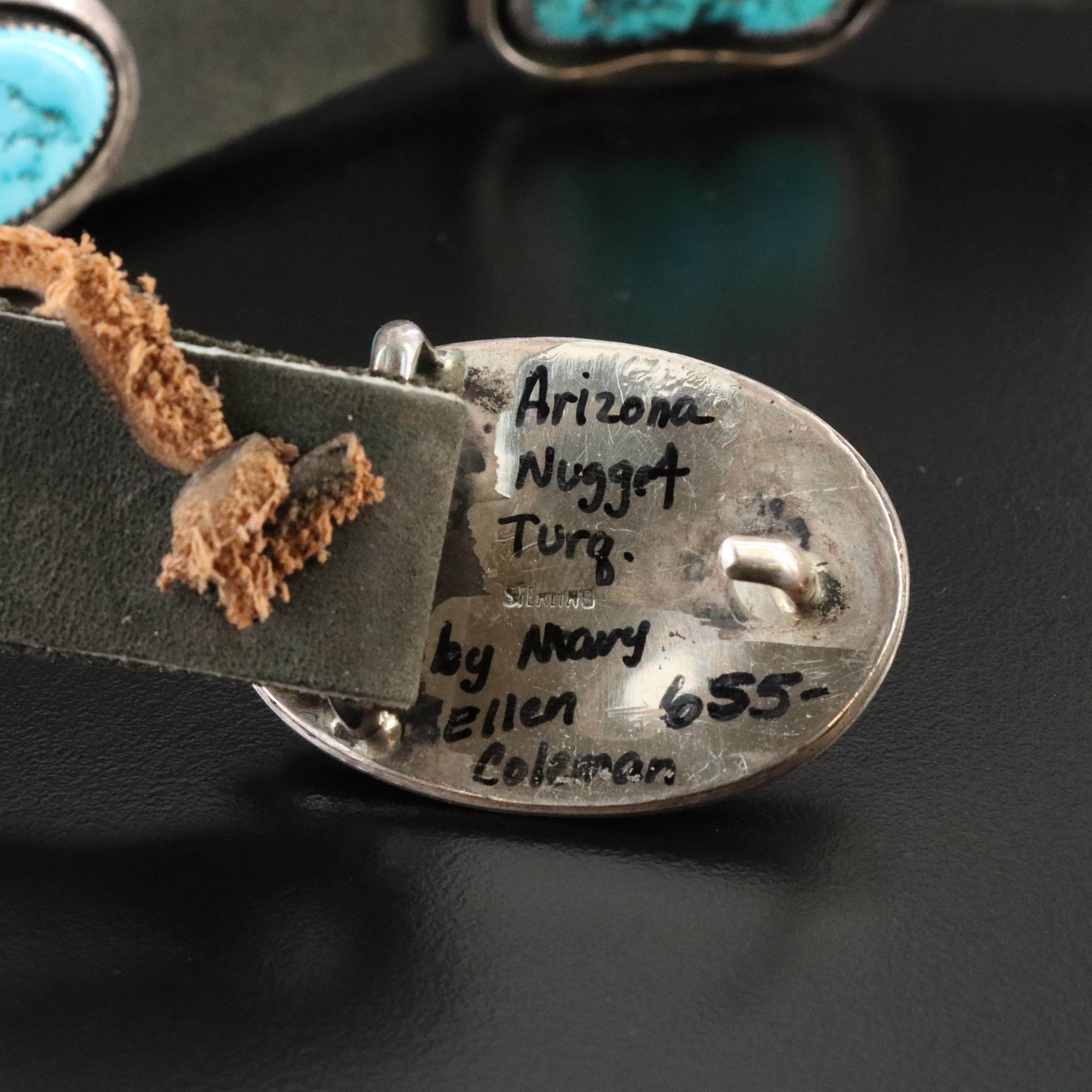 Sterling and Turquoise Leather Belt