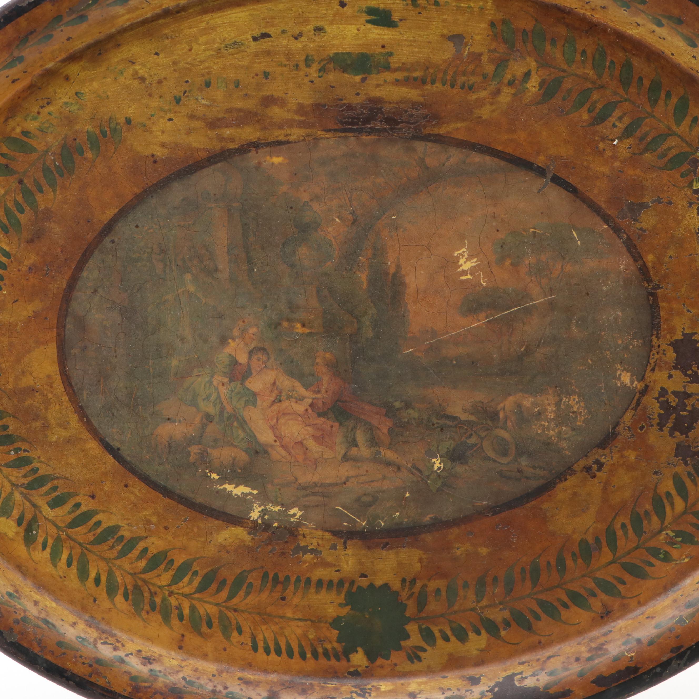 Victorian Oval Toleware Tray, 19th Century