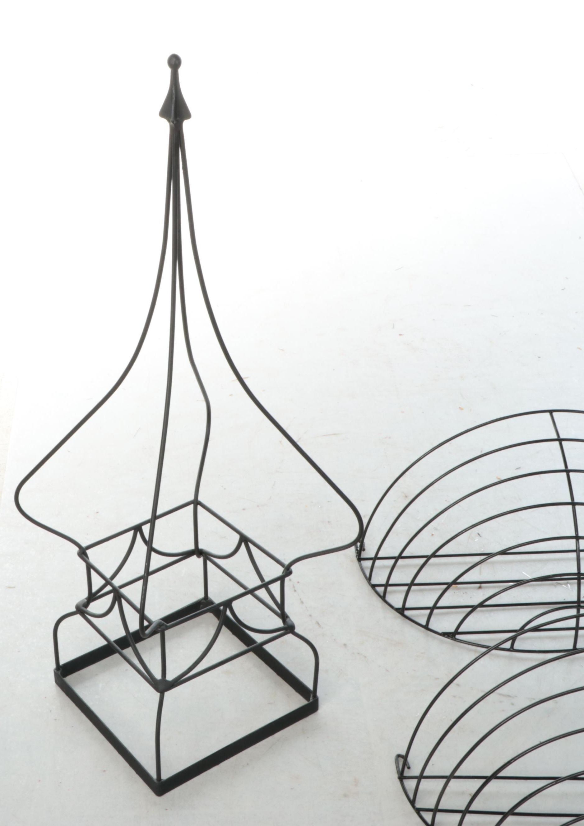 Iron Hanging Planters with Iron Plant Stand