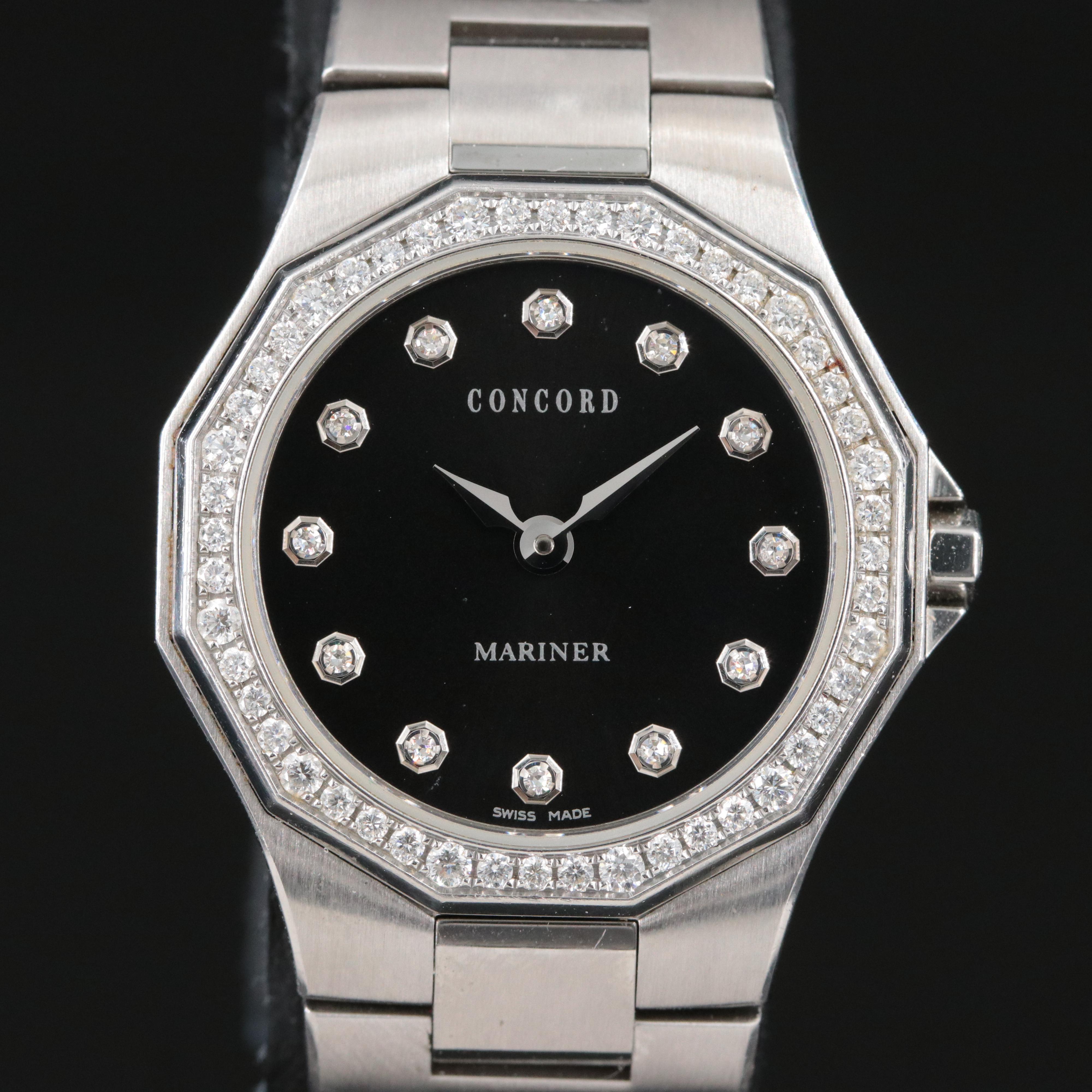 Concord Mariner Diamond Dial and Bezel Stainless Steel Swiss Watch