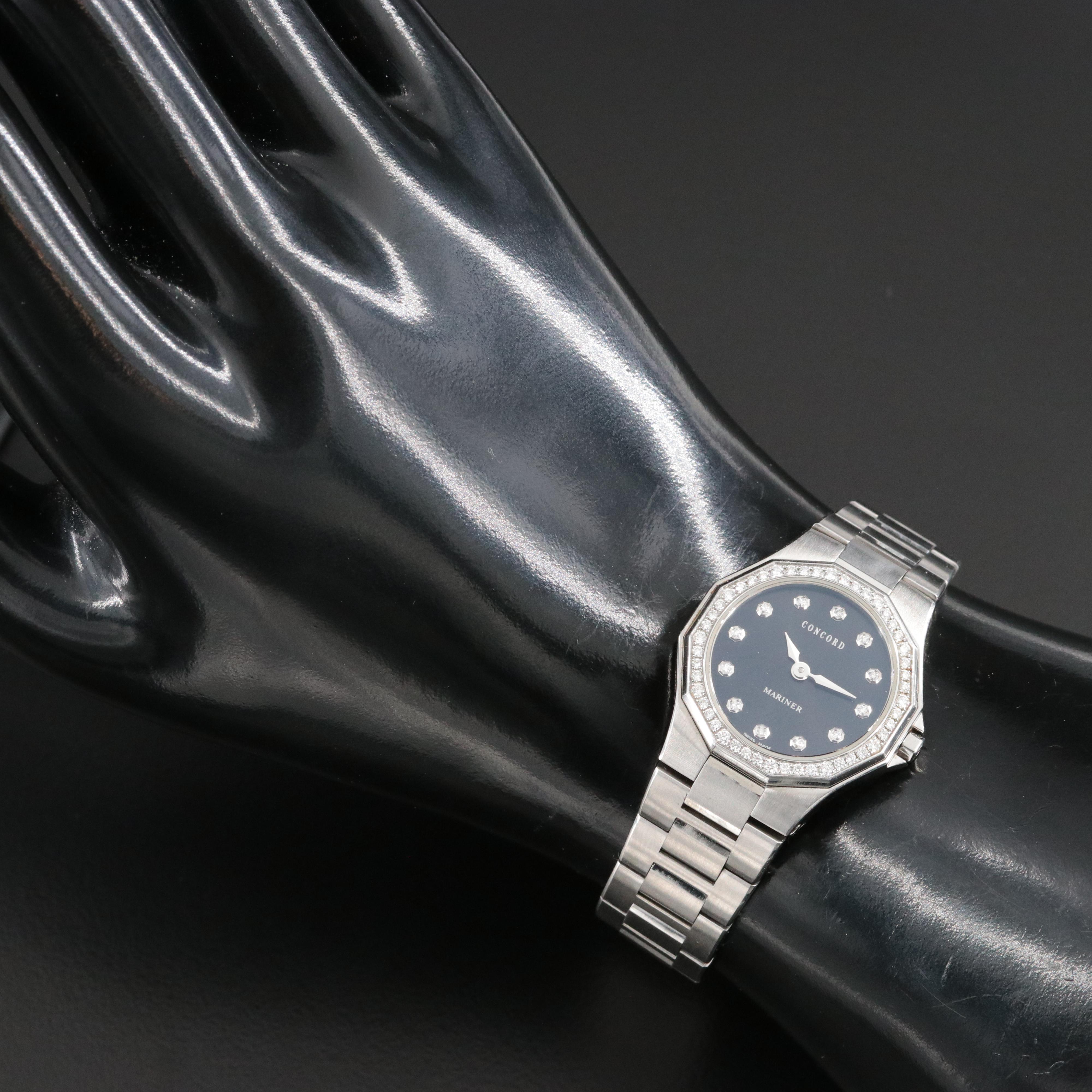 Concord Mariner Diamond Dial and Bezel Stainless Steel Swiss Watch