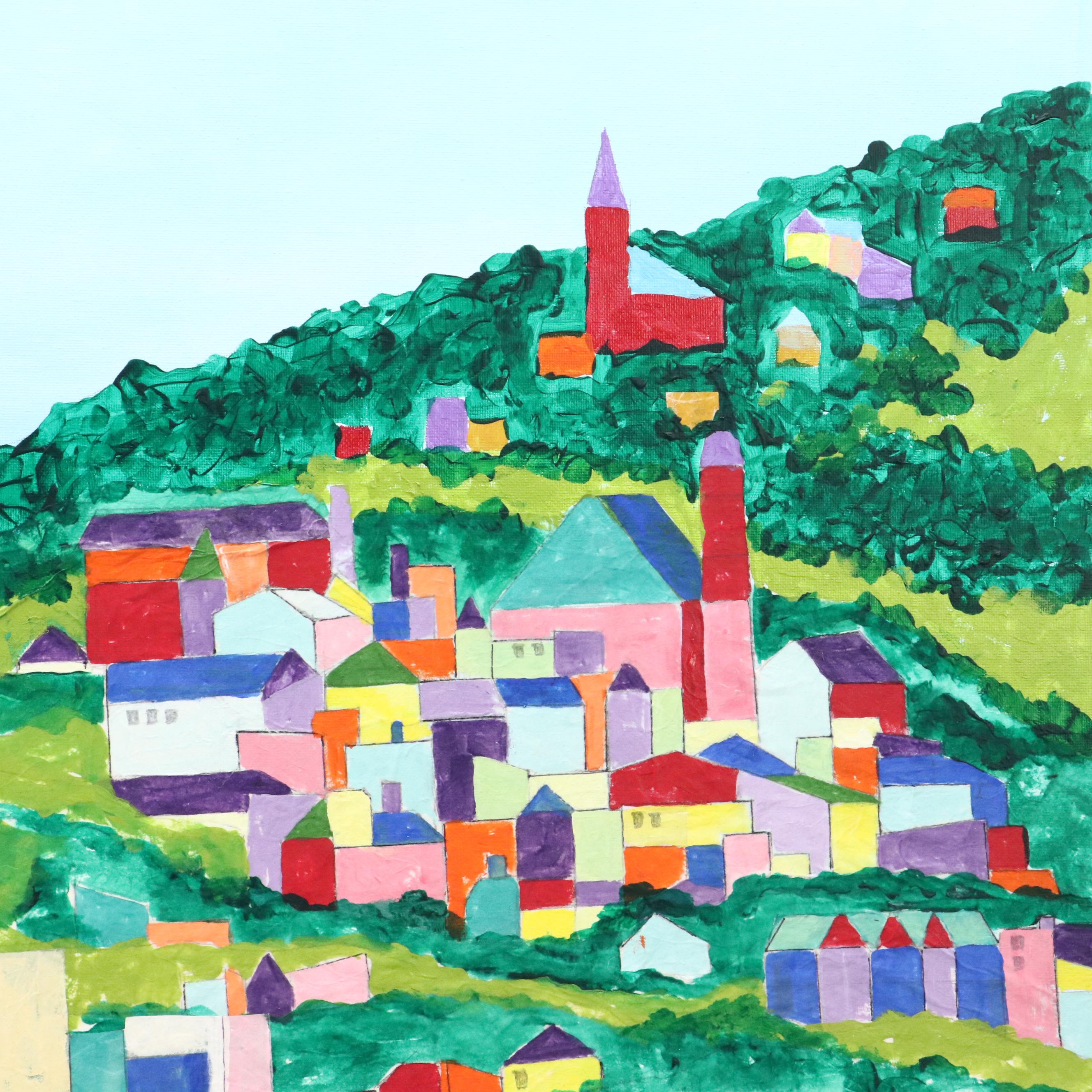 Lynn Elzey Mixed Media Painting "Cincinnati Waterfront"