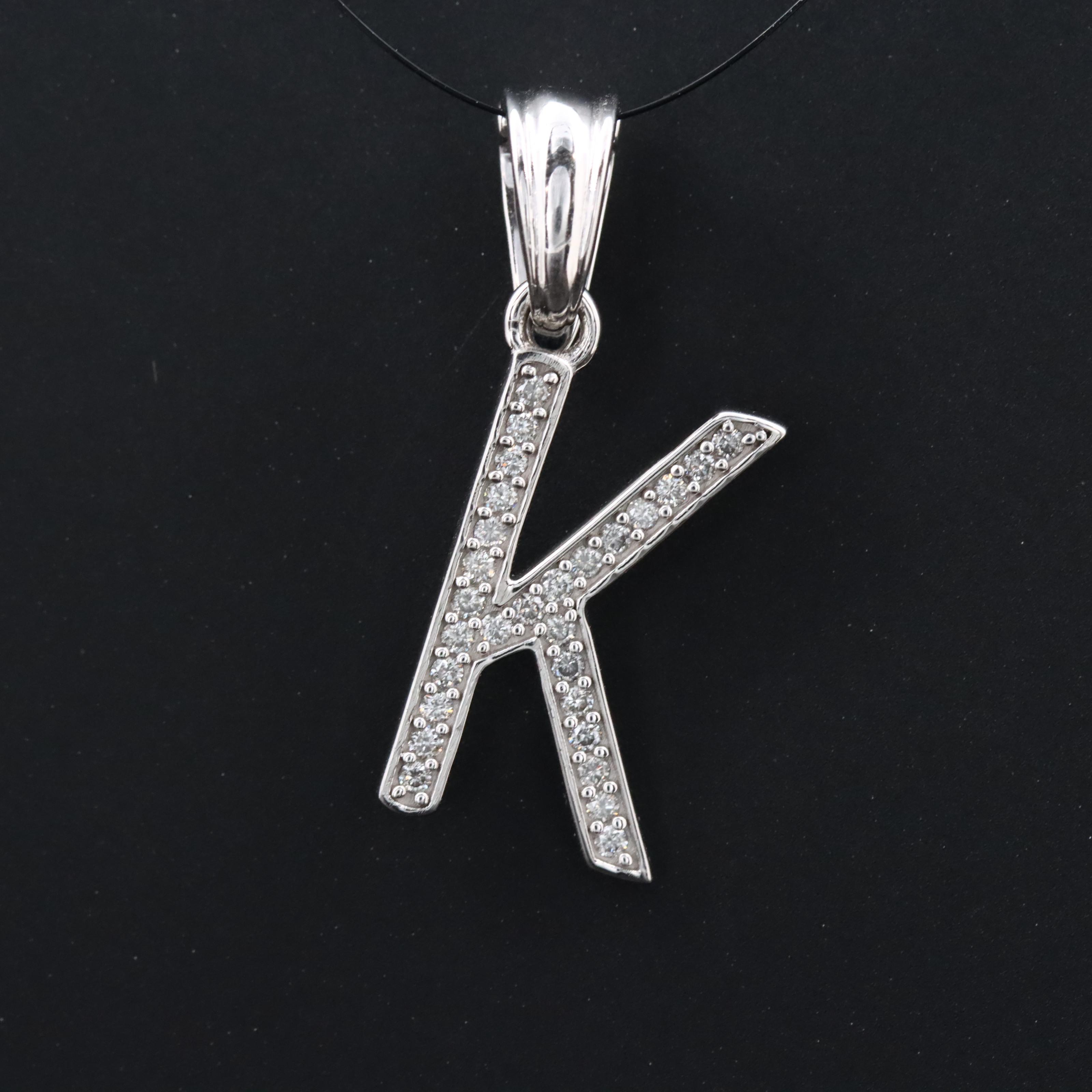 14K 0.20 CTW Diamond Initial Enhancer Pendant