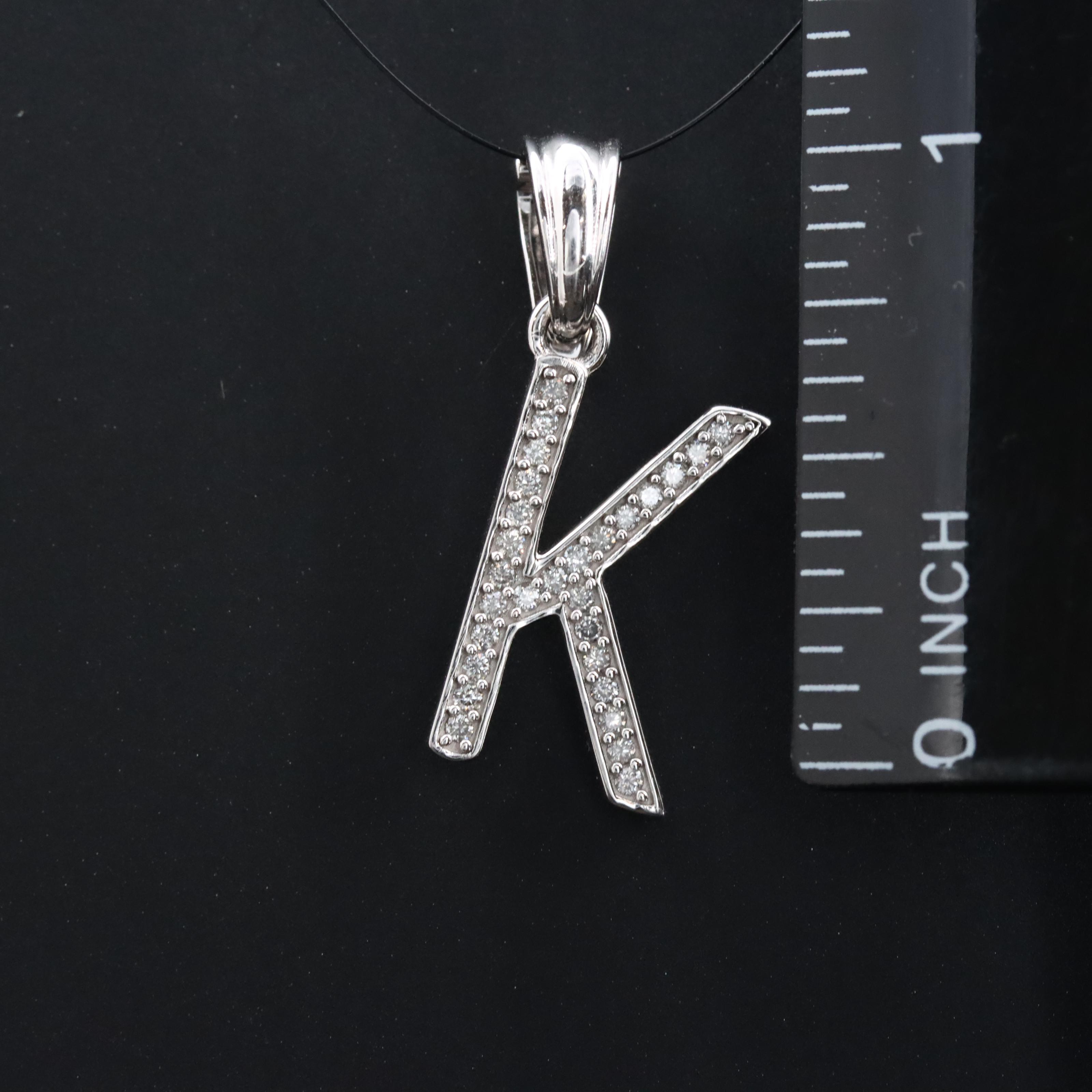 14K 0.20 CTW Diamond Initial Enhancer Pendant